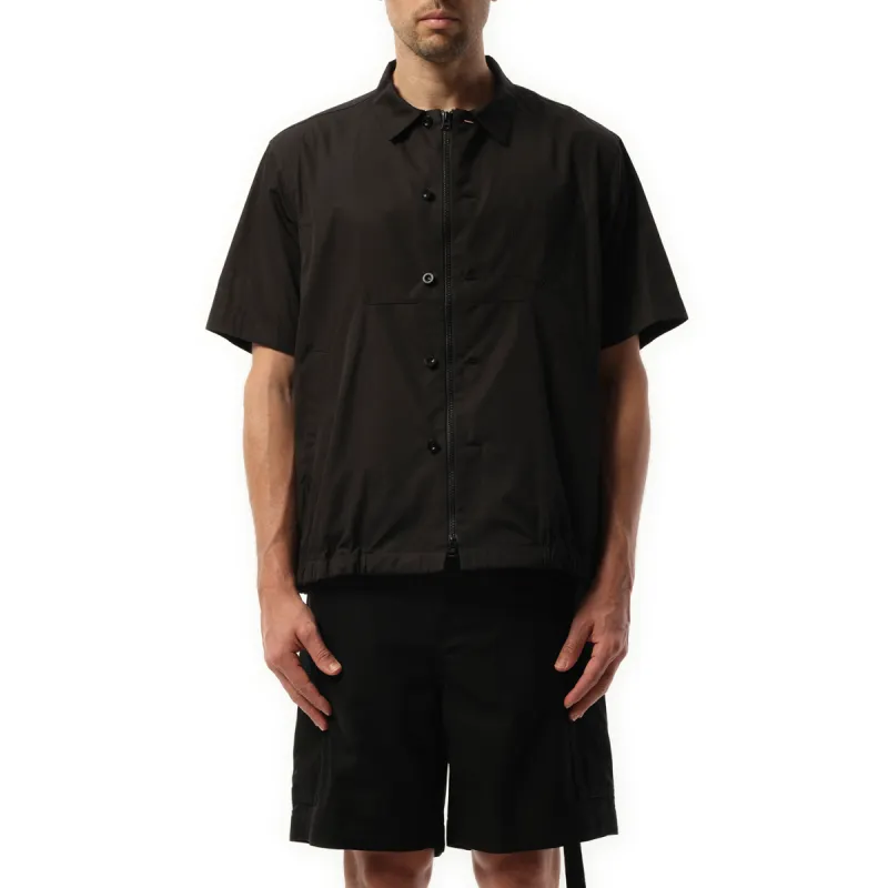 Cotton Poplin Short-sleeve Shirt in Black sold by MARAIS