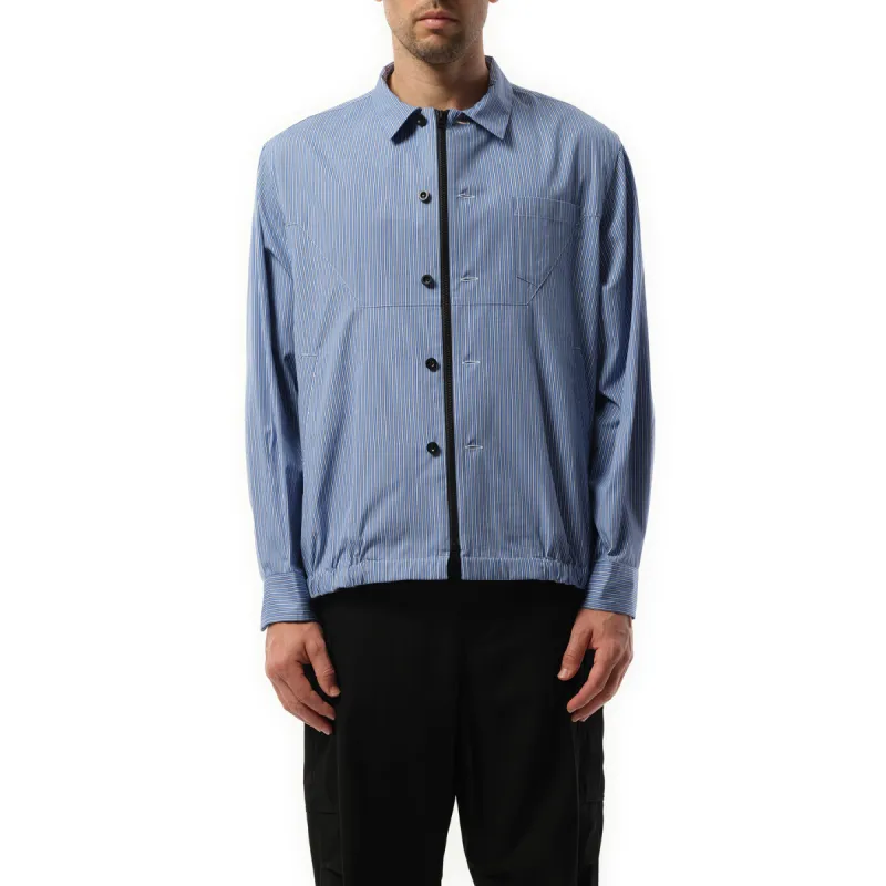 Cotton Poplin Jacket in Blue Stripe sold by MARAIS