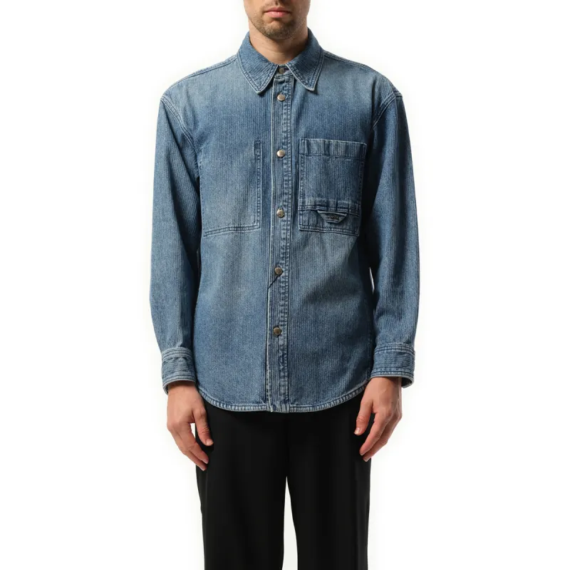 Logo Denim Shirt in Blue sold by MARAIS
