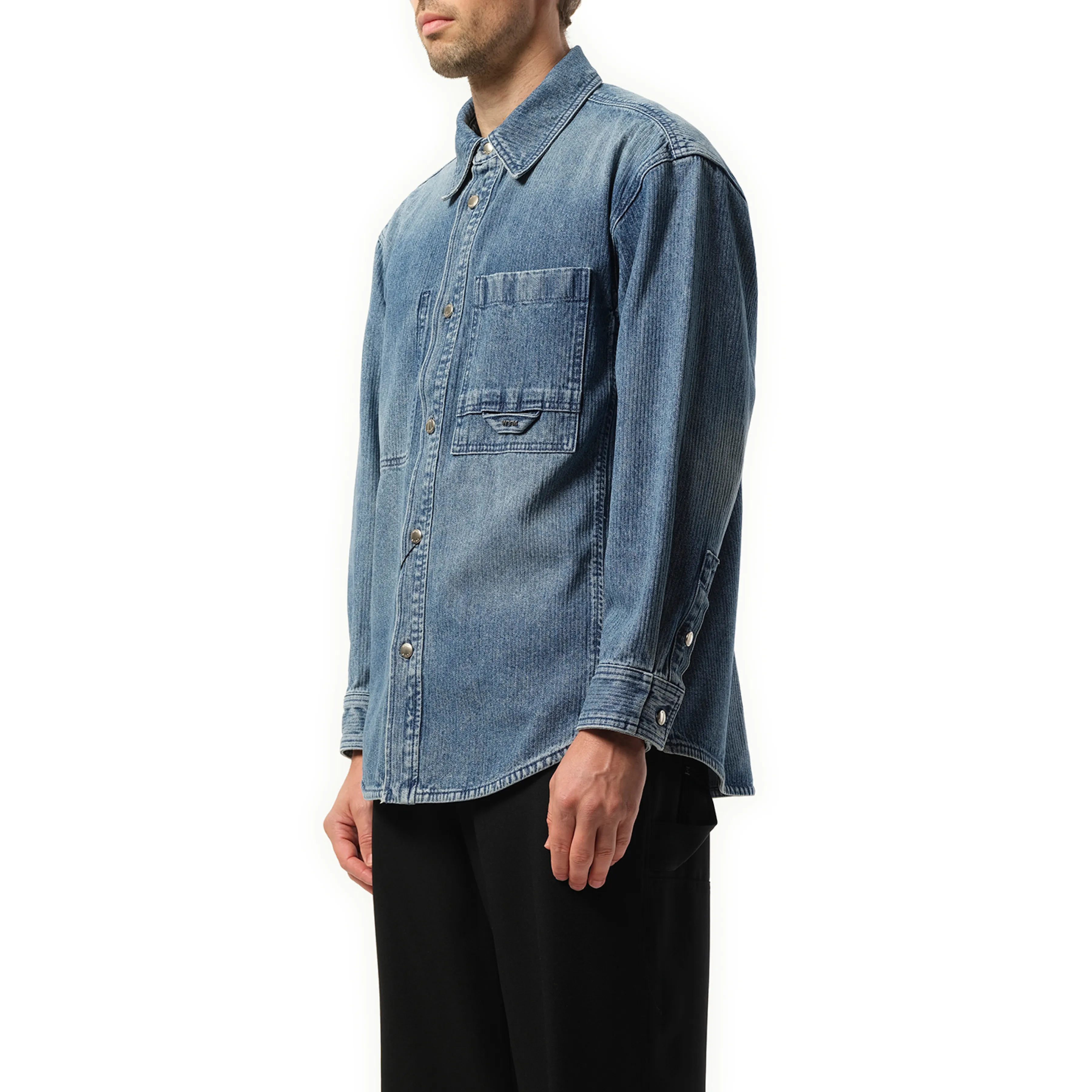 Logo Denim Shirt in Blue sold by MARAIS product image thumbnail 5