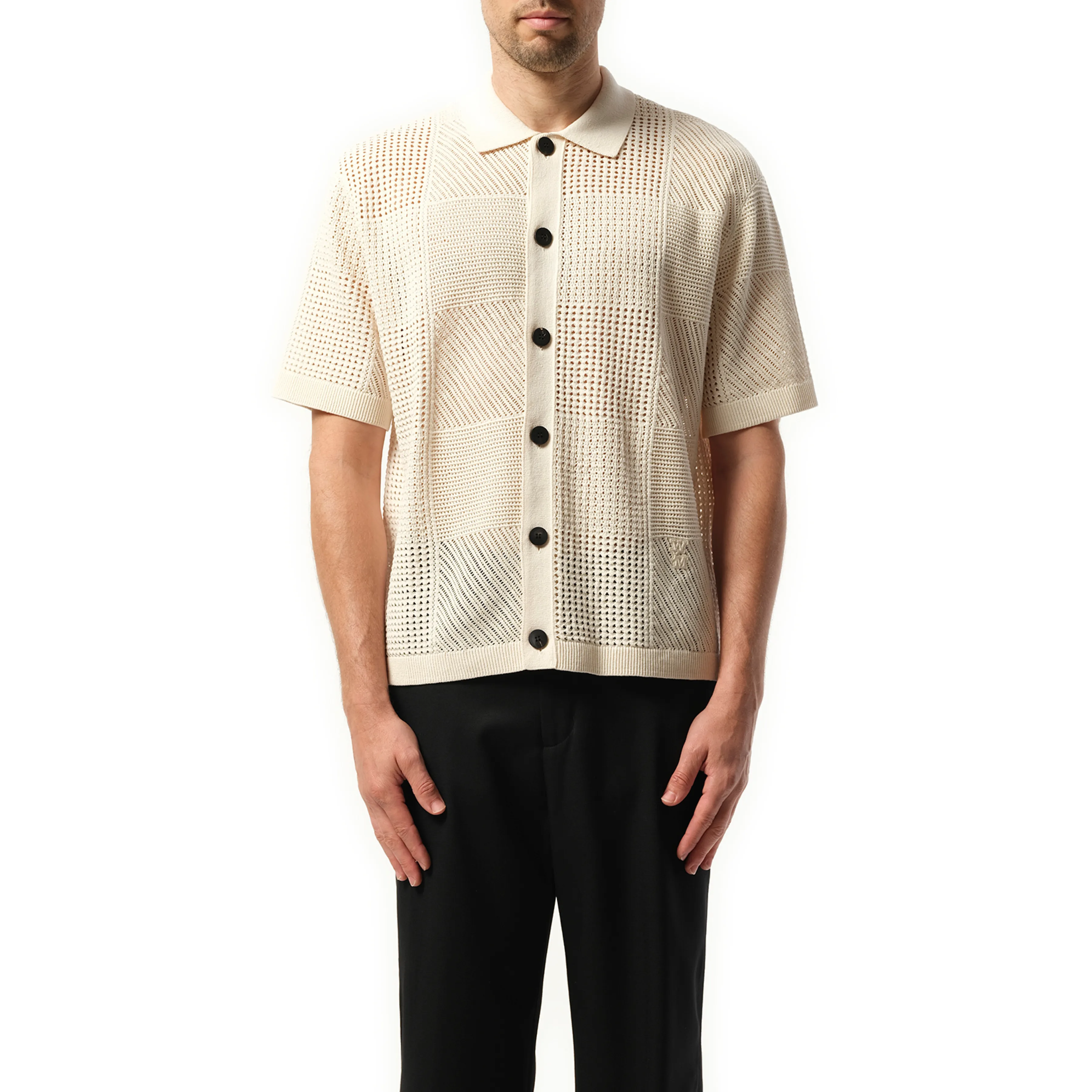 Crochet Shirt in Ivory sold by MARAIS