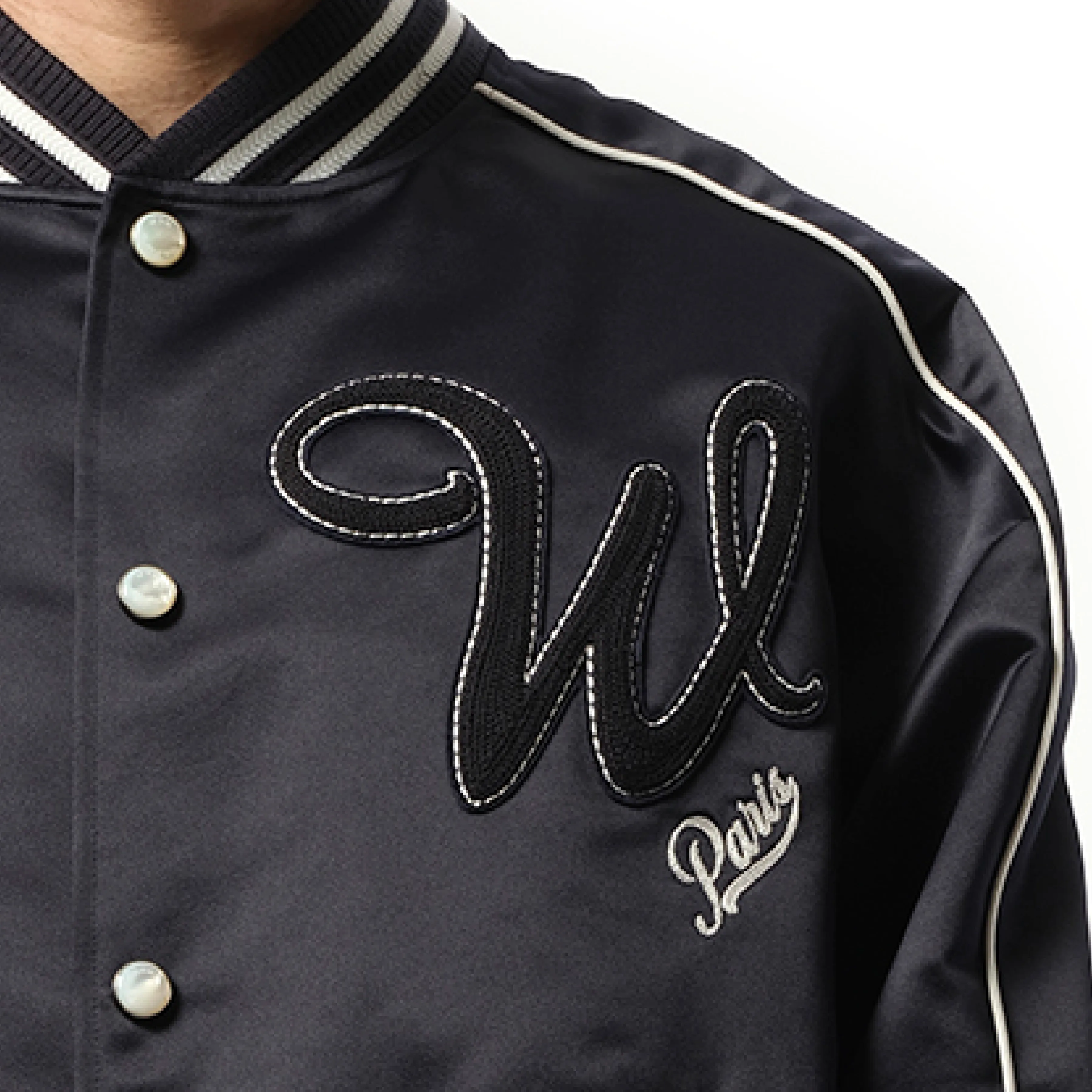 WYM Baseball Varsity Jacket in Navy sold by MARAIS product image thumbnail 3