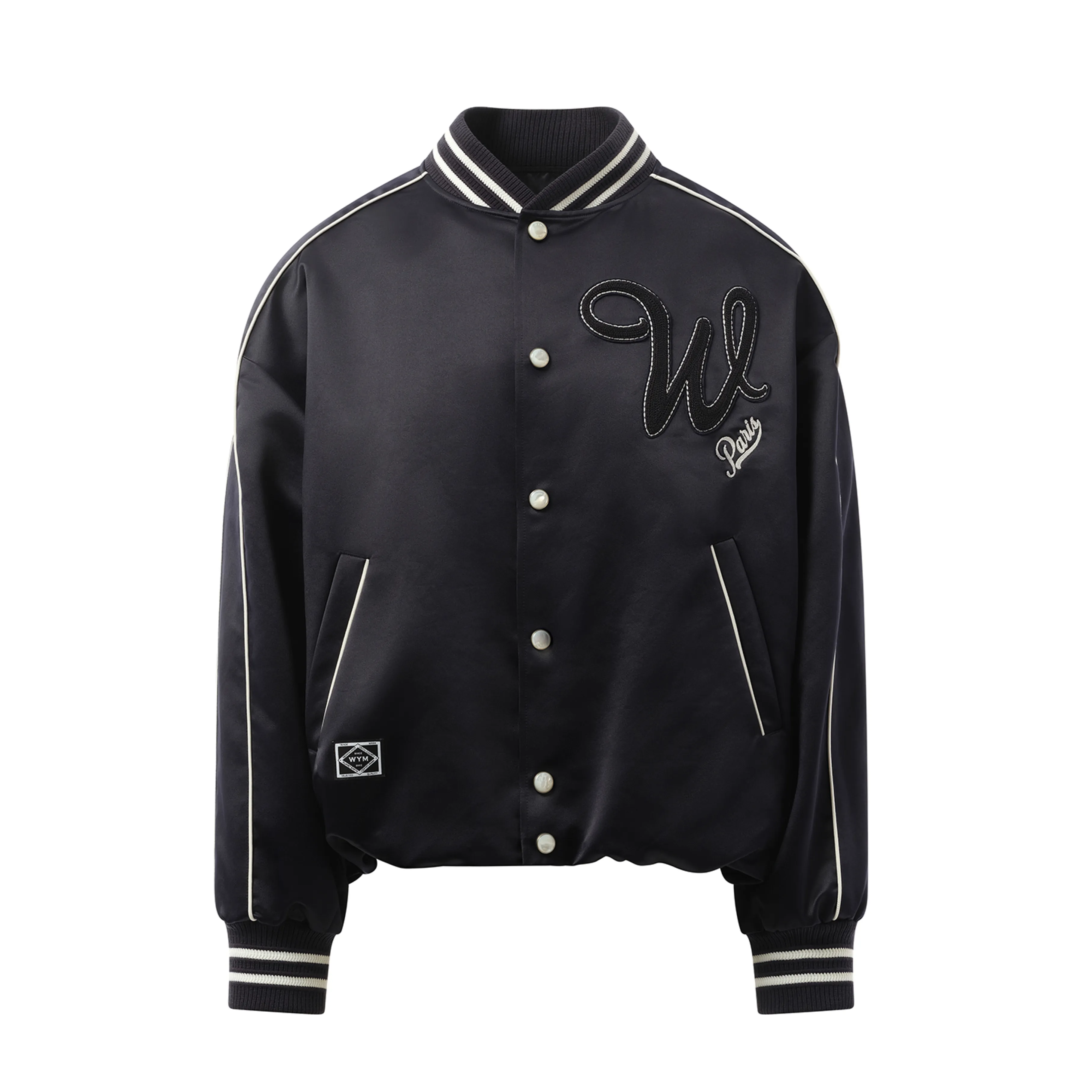 WYM Baseball Varsity Jacket in Navy sold by MARAIS product image thumbnail 2