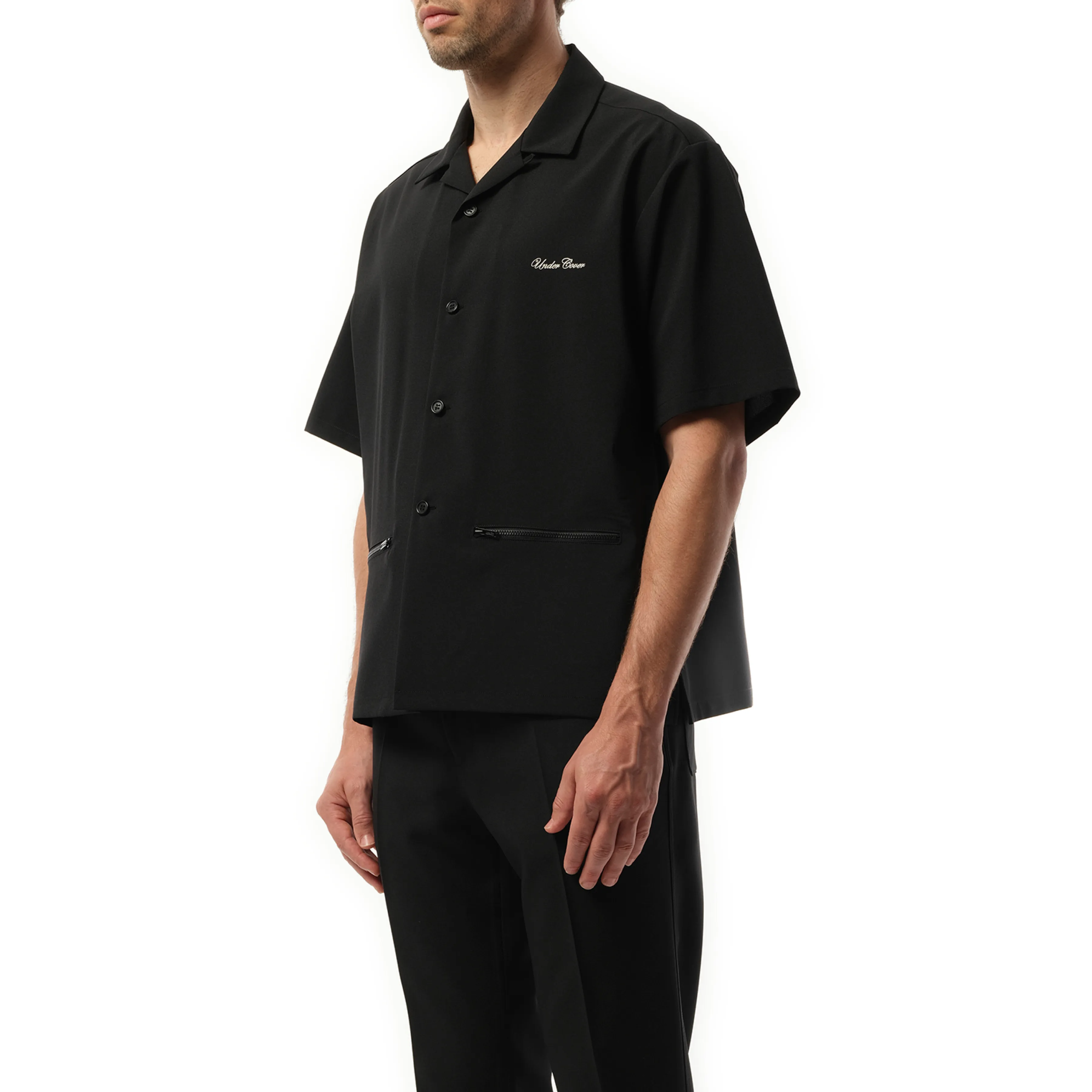 Logo Embroidery Short Sleeve Shirt in Black sold by MARAIS product image thumbnail 5