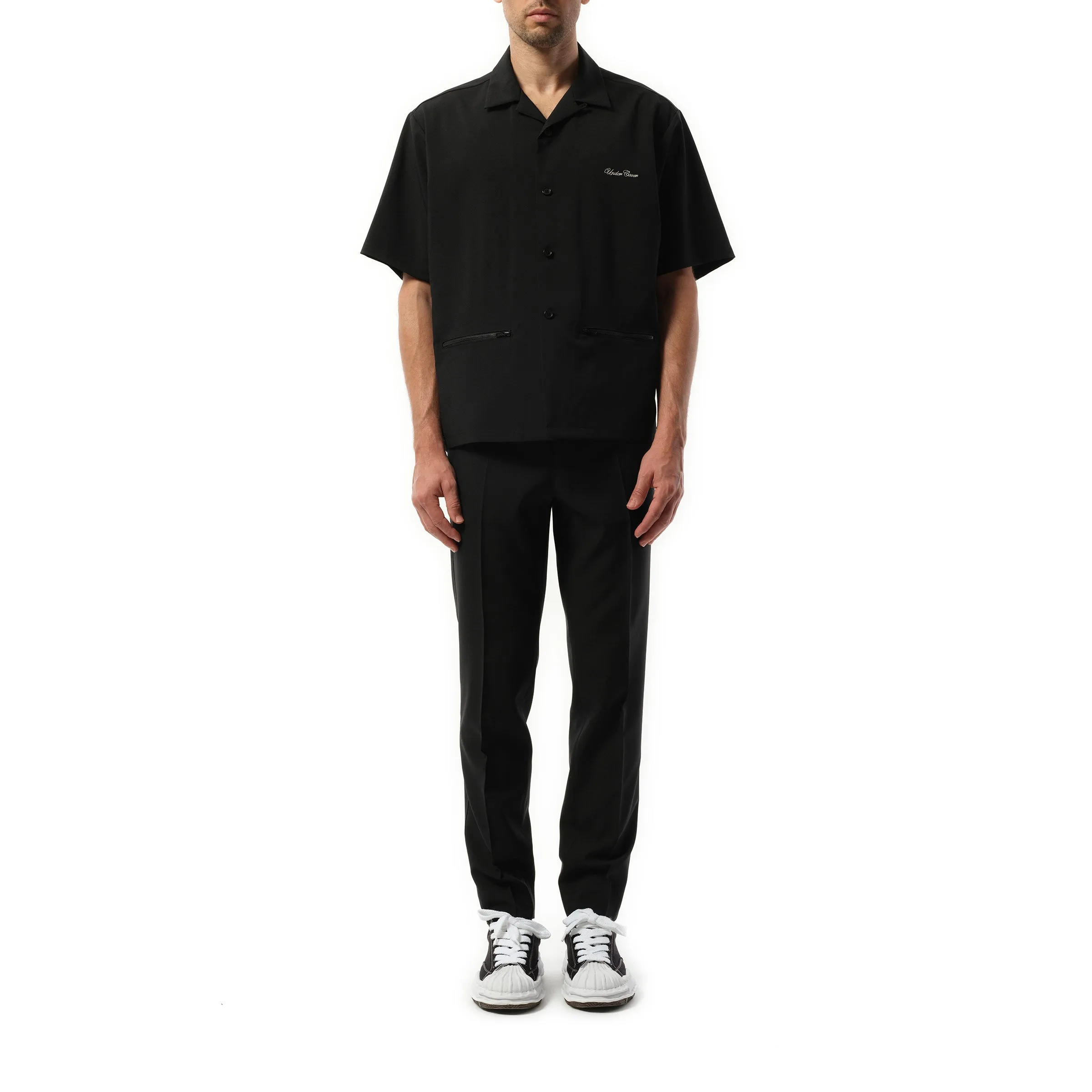 Logo Embroidery Short Sleeve Shirt in Black sold by MARAIS product image thumbnail 4