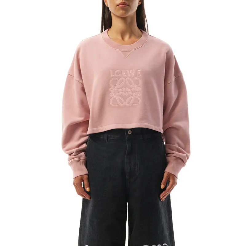 Cropped Anagram Sweatshirt in Pink made by Loewe