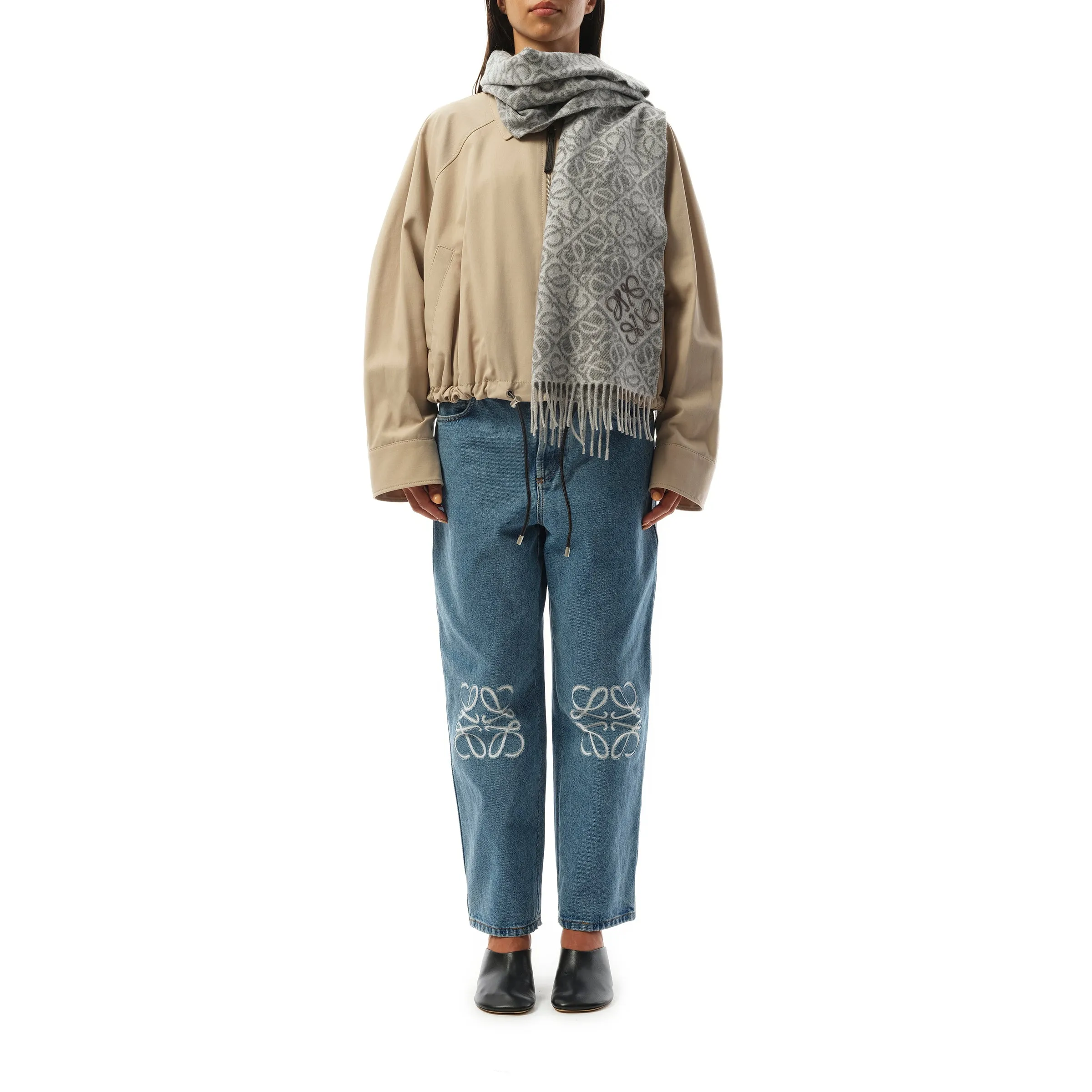 Anagram Wool Cashmere Scarf in Grey sold by MARAIS product image thumbnail 4