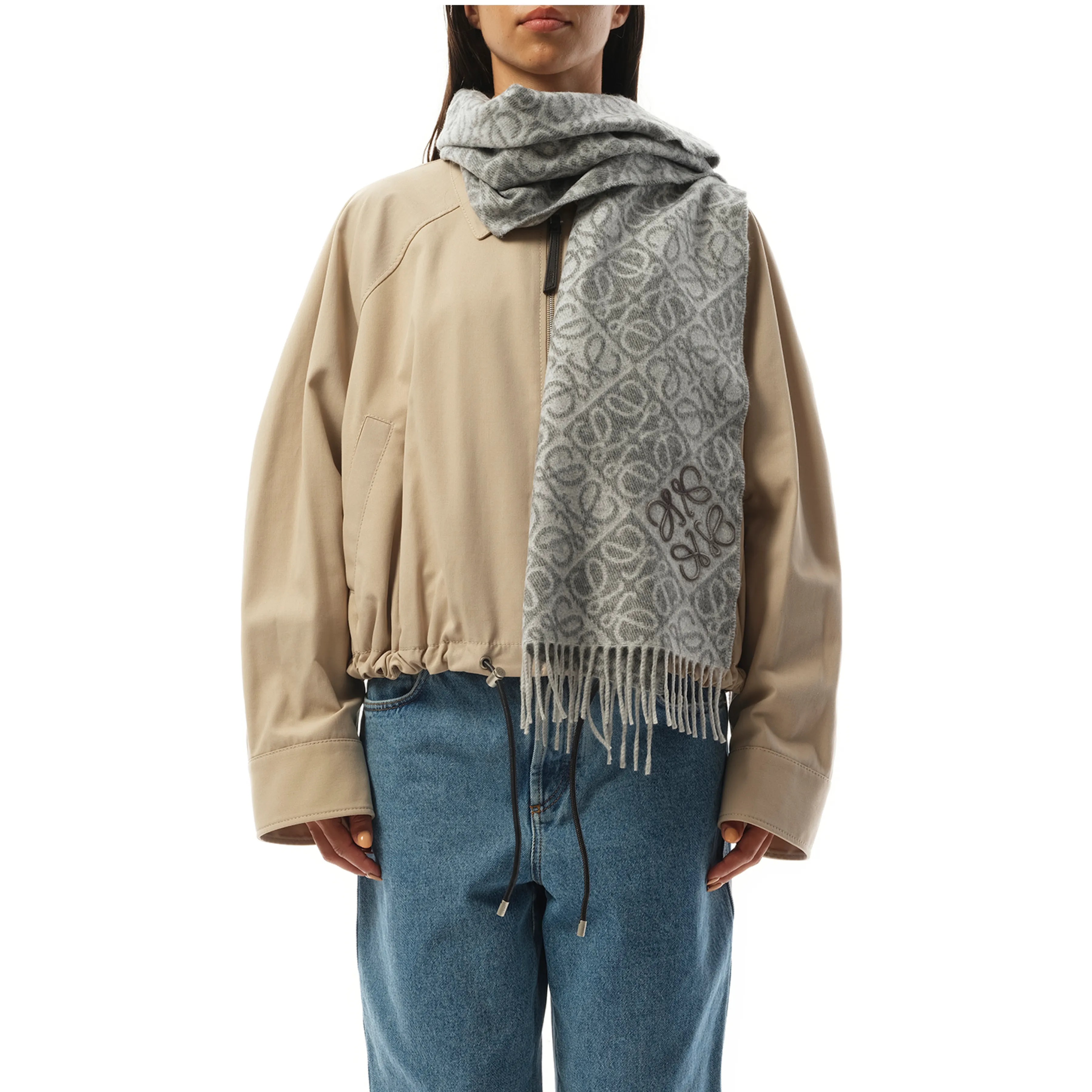 Anagram Wool Cashmere Scarf in Grey sold by MARAIS