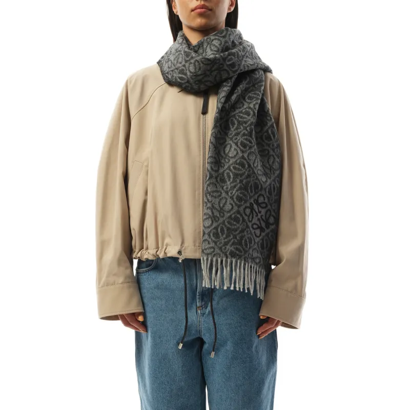 Anagram Wool Cashmere Scarf in Dark Grey made by Loewe