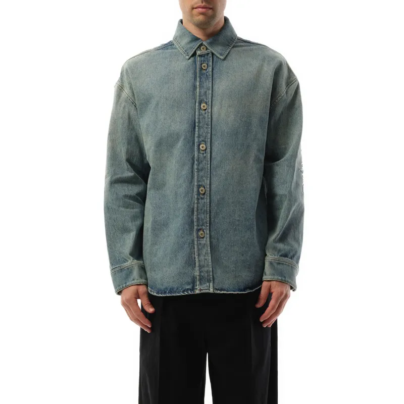 Anagram Overshirt in Washed Denim sold by MARAIS