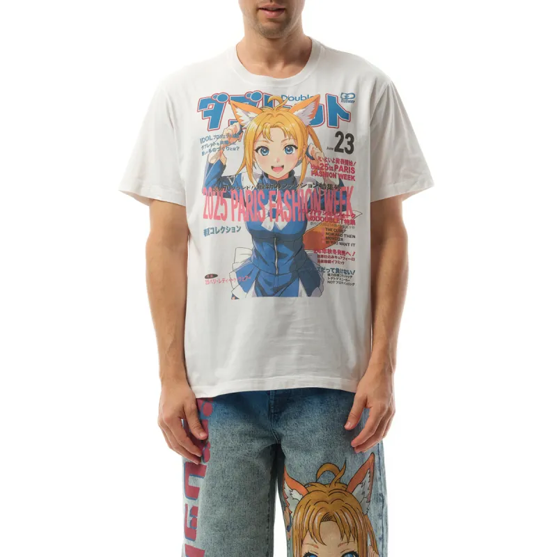 Anime Fox Girl Print T-Shirt in White sold by MARAIS