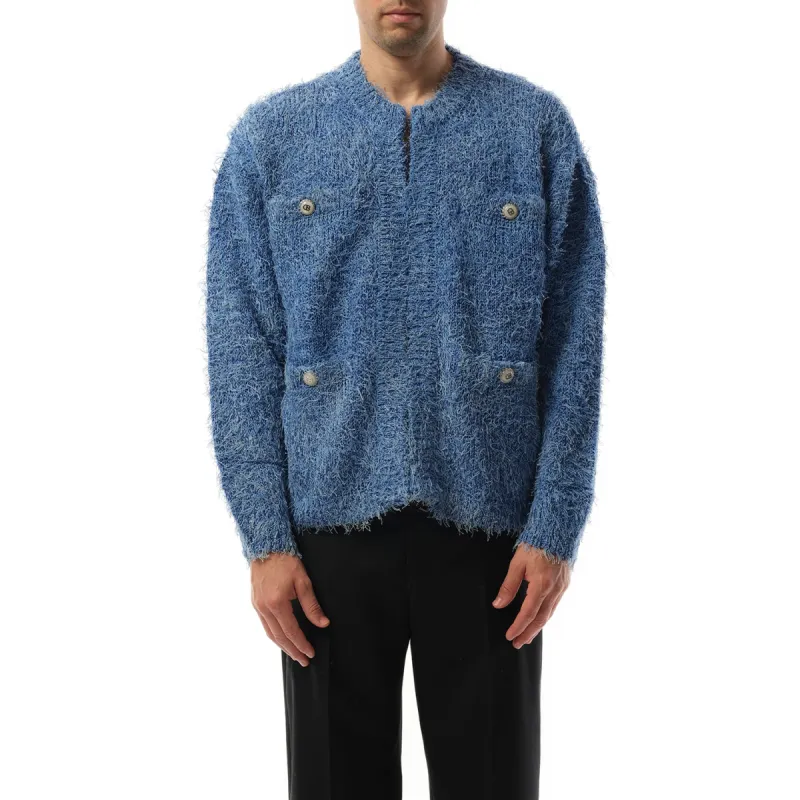 Tweed Knit Cardigan in Light Blue sold by MARAIS