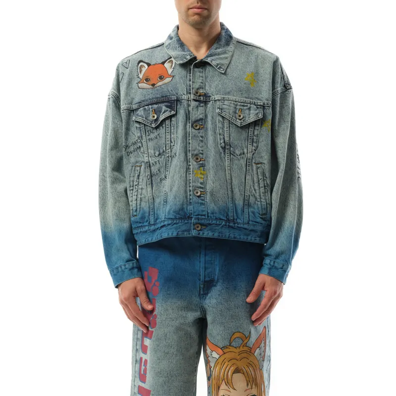 Anime Hand-Painting Denim Jacket in Blue sold by MARAIS