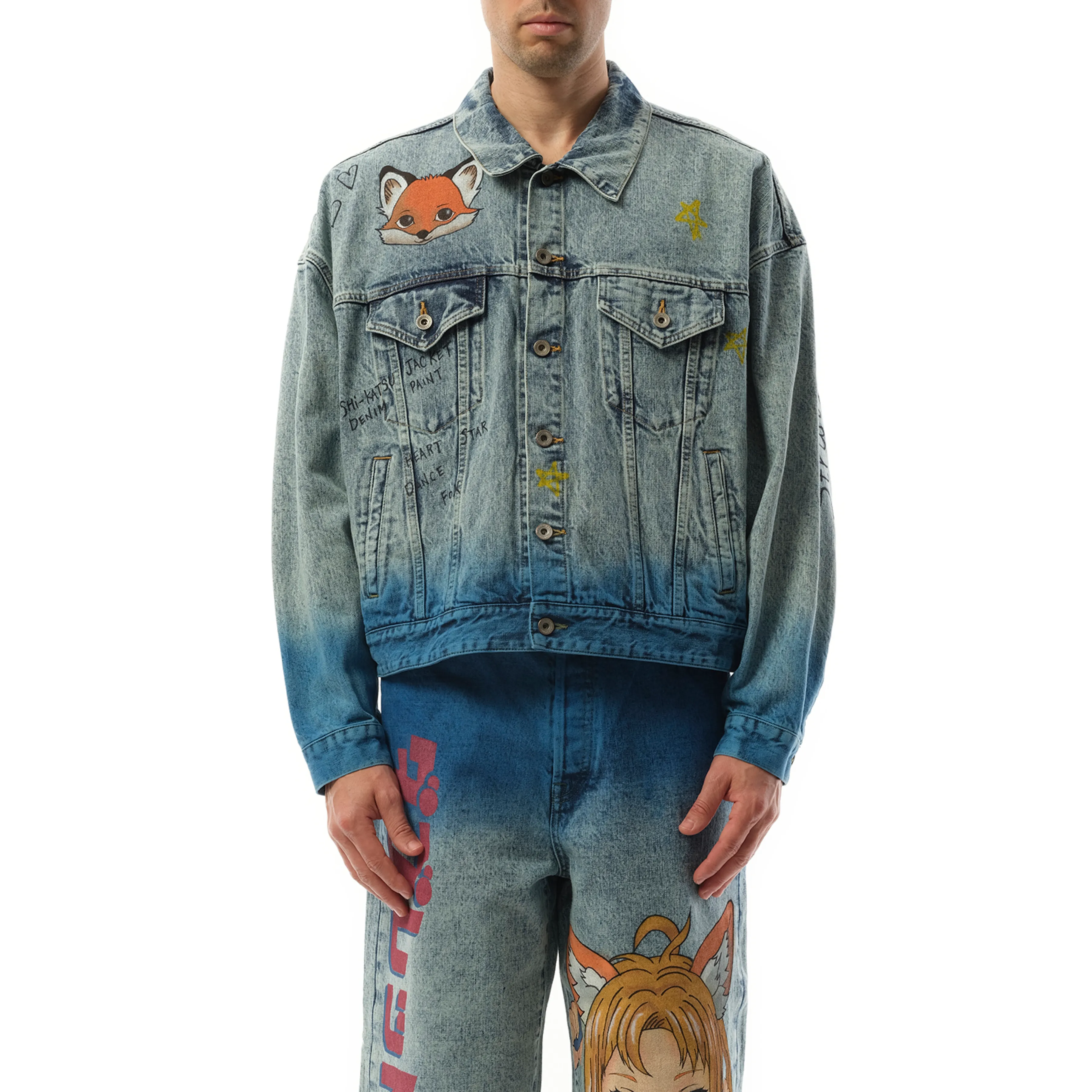 Anime Hand-Painting Denim Jacket in Blue sold by MARAIS