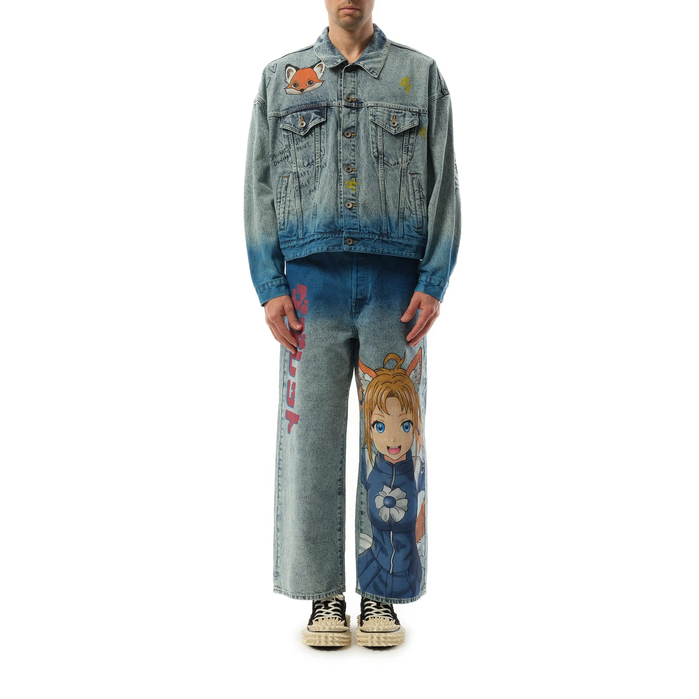 Anime Hand-Painting Denim Jacket in Blue sold by MARAIS product image thumbnail 4