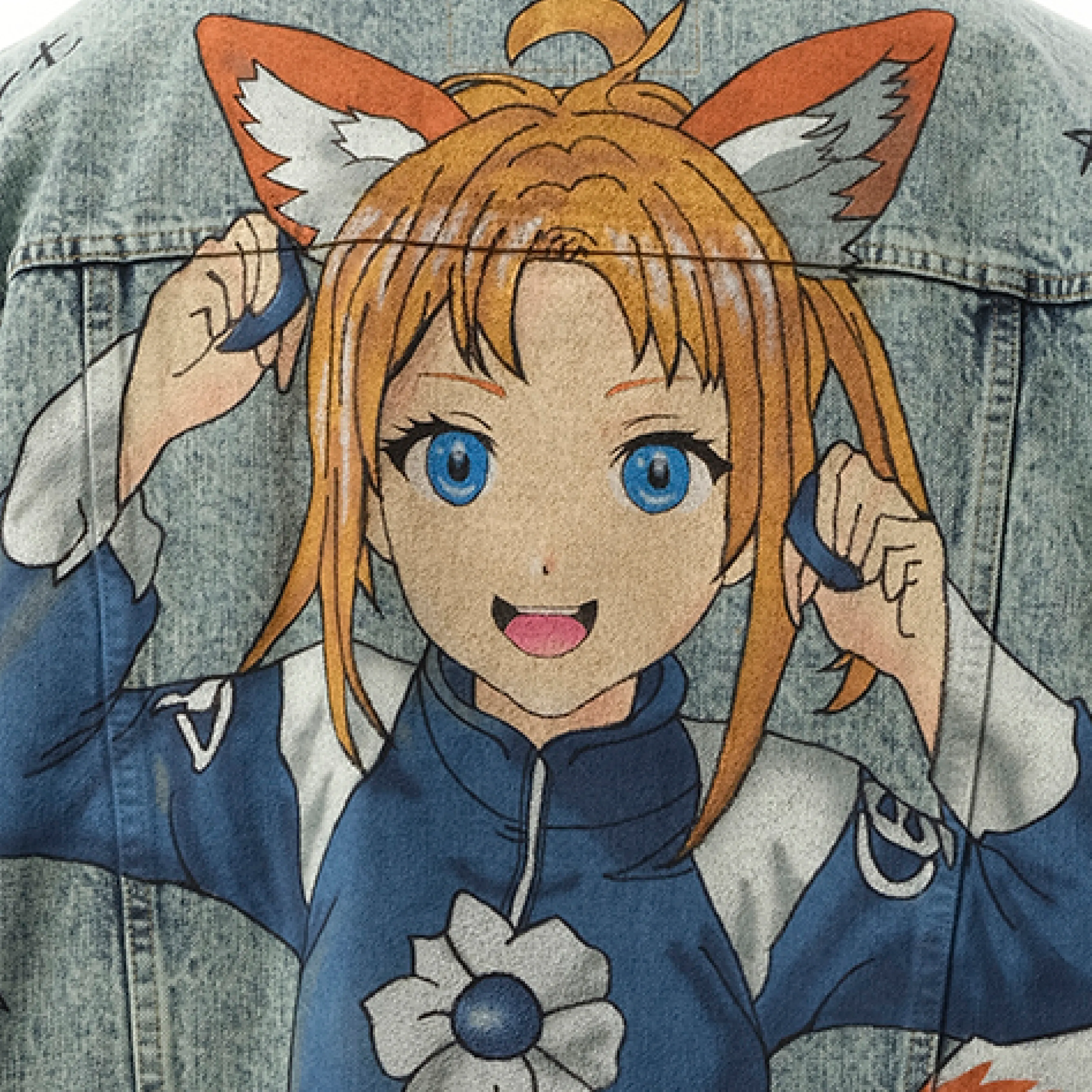 Anime Hand-Painting Denim Jacket in Blue sold by MARAIS product image thumbnail 3
