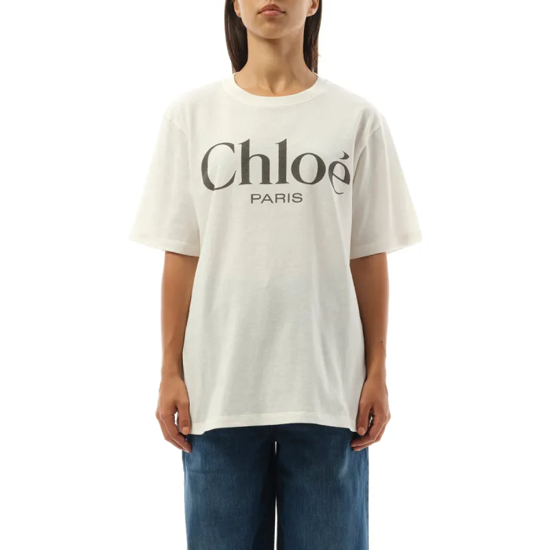 Chloe Logo T-Shirt in White sold by MARAIS