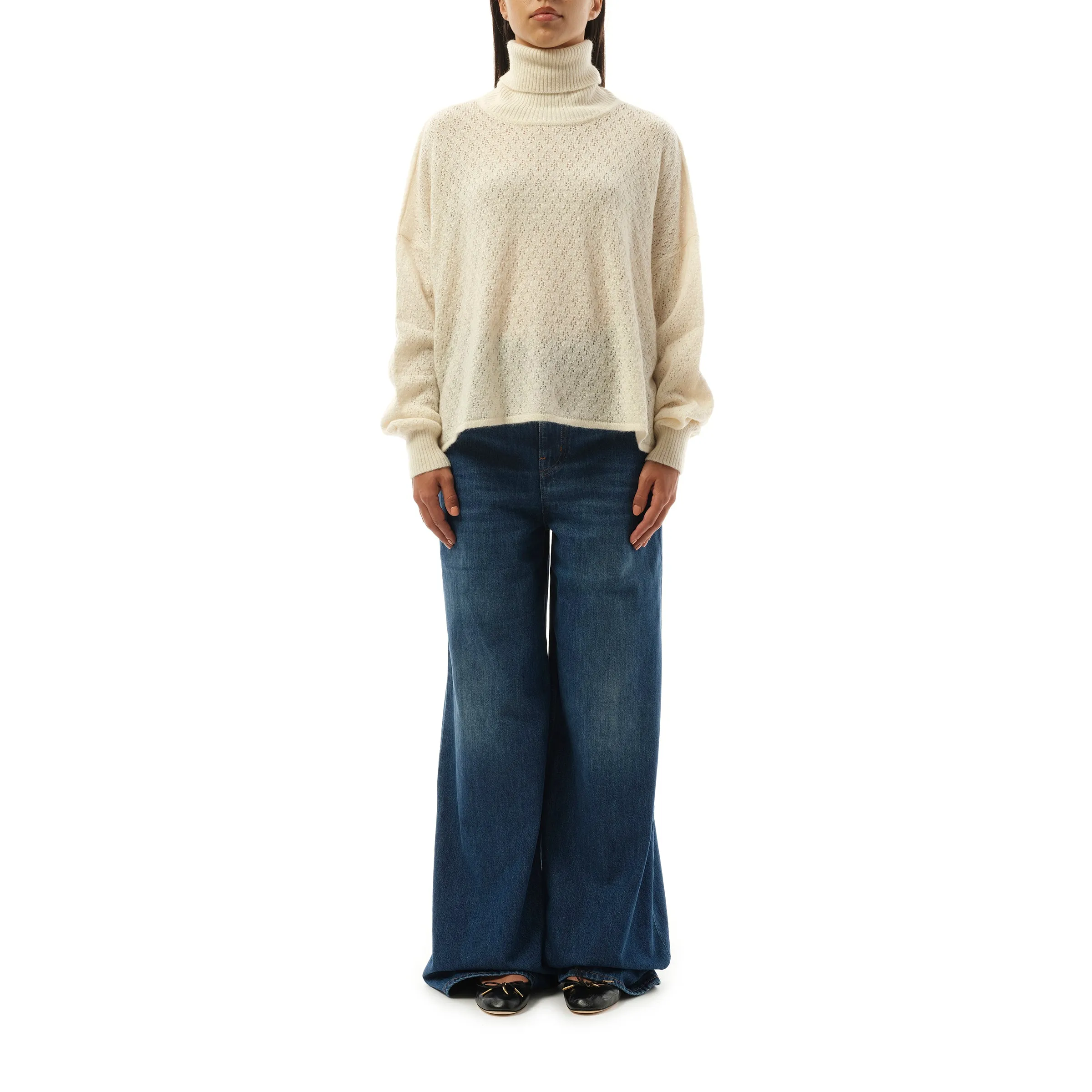 Fluffy Pointelle Sweater in Iconic Milk sold by MARAIS product image thumbnail 4