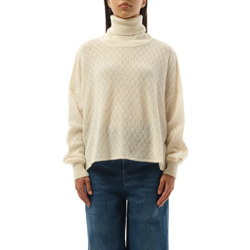 Fluffy Pointelle Sweater in Iconic Milk sold by MARAIS