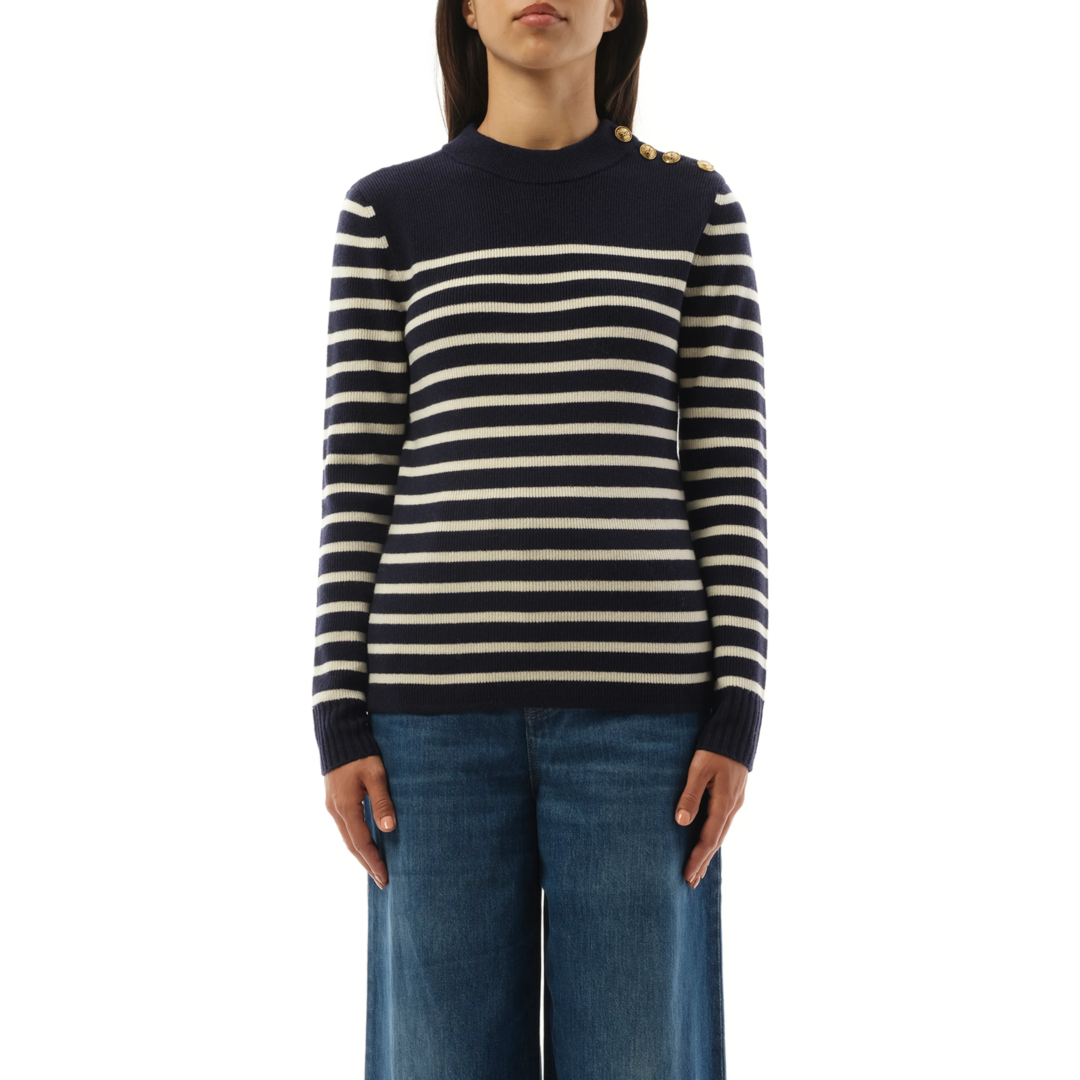 Chloe Mariniere Sweater in Blue/White sold by MARAIS