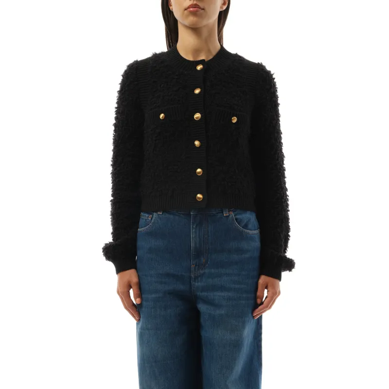 Tweed Knit Cardigan in Black sold by MARAIS