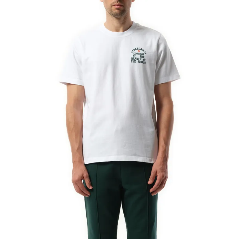 Looking At The Beauty Of The World Printed T-Shirt in White made by Casablanca
