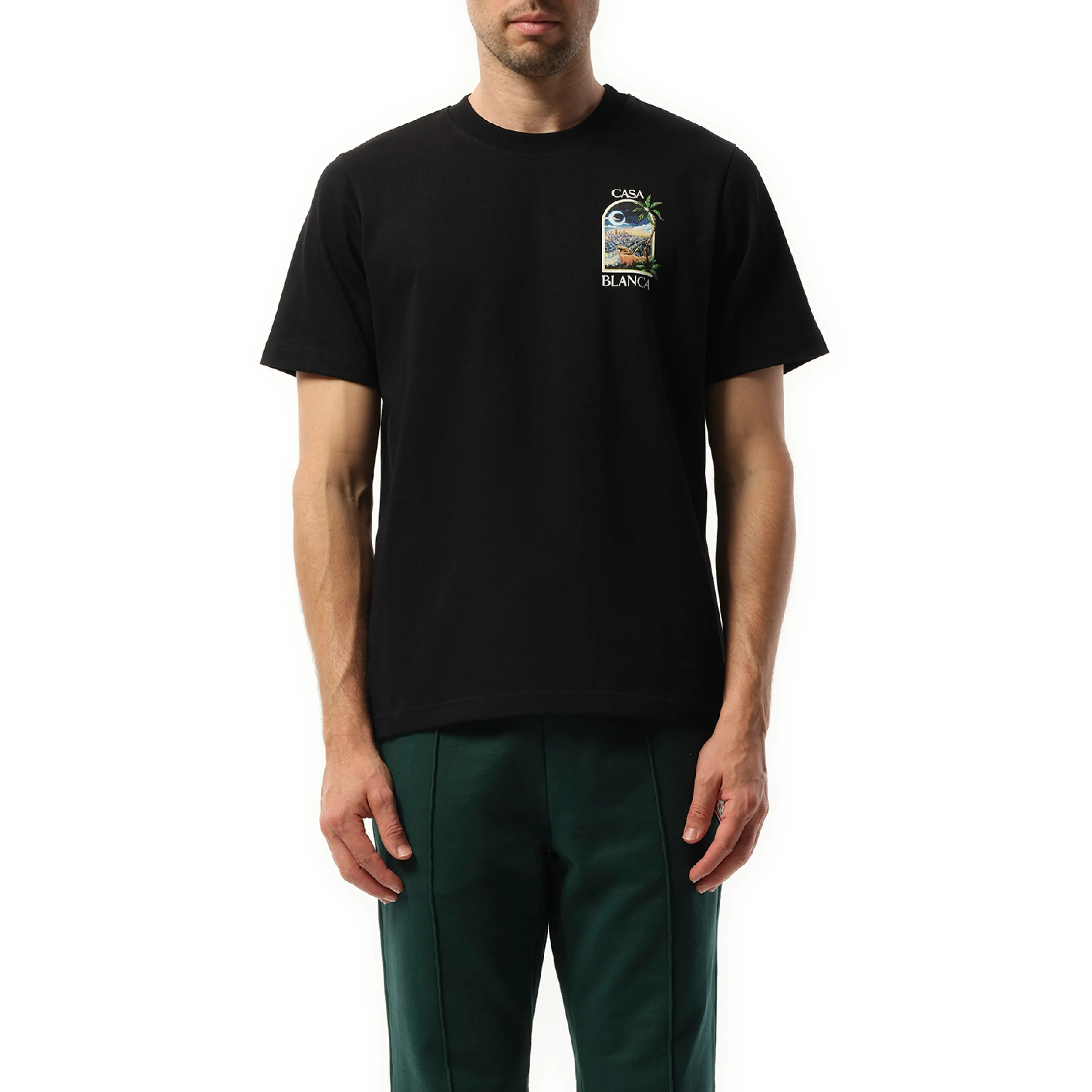 La Night Printed T-Shirt in Black sold by MARAIS