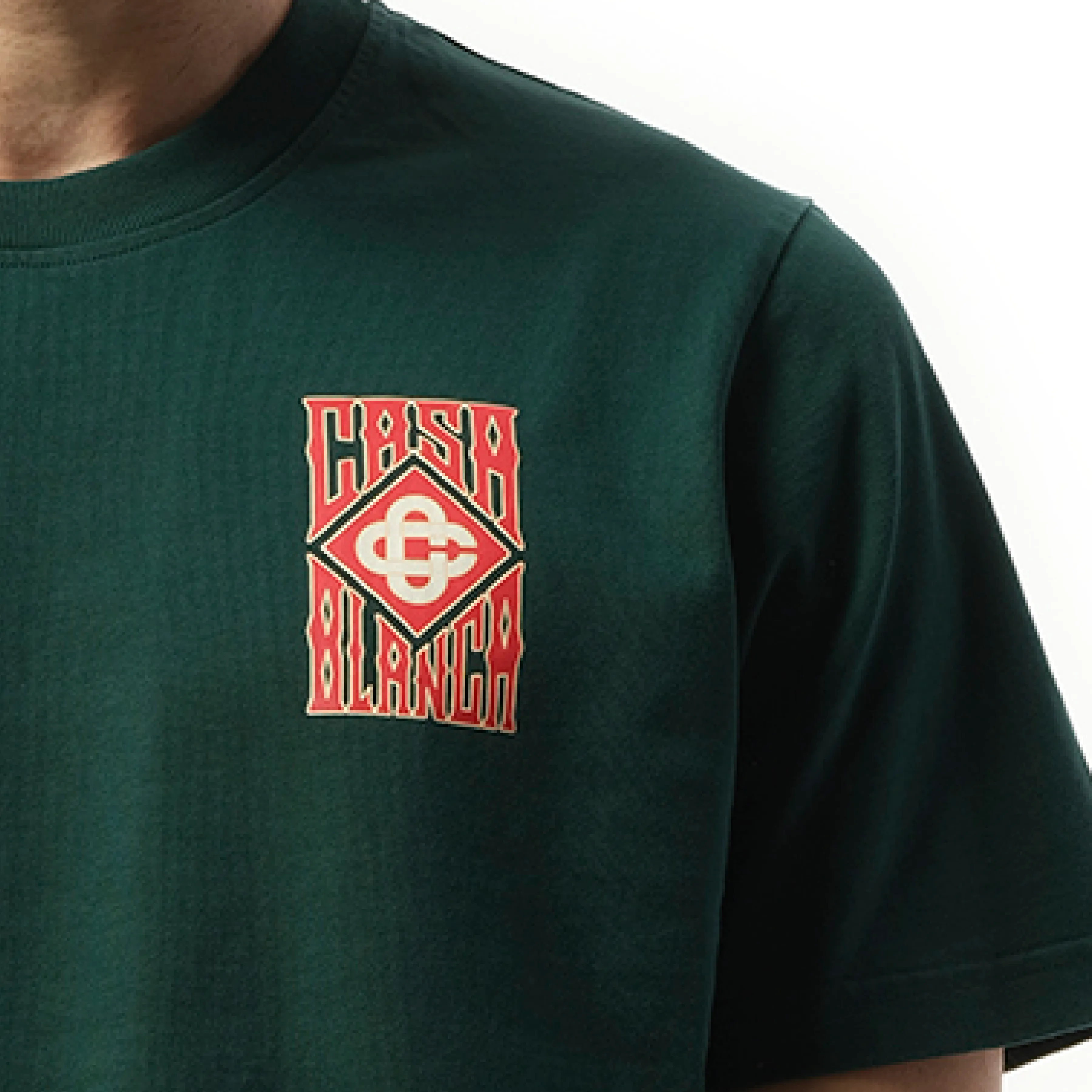 Gothic Stacked Logo Screen Printed T-Shirt in Green sold by MARAIS product image thumbnail 3