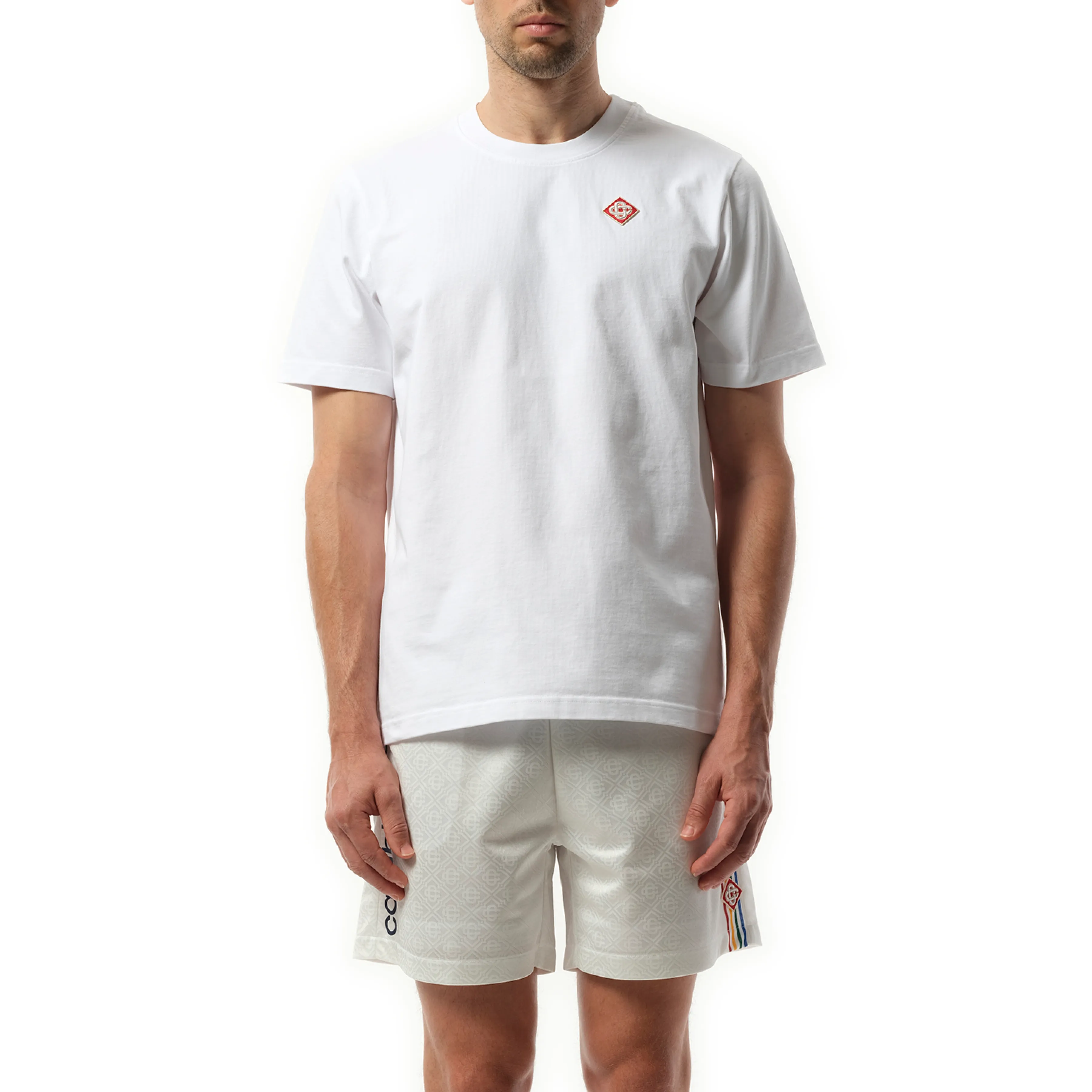 Diamond Logo Patch T-Shirt in White sold by MARAIS