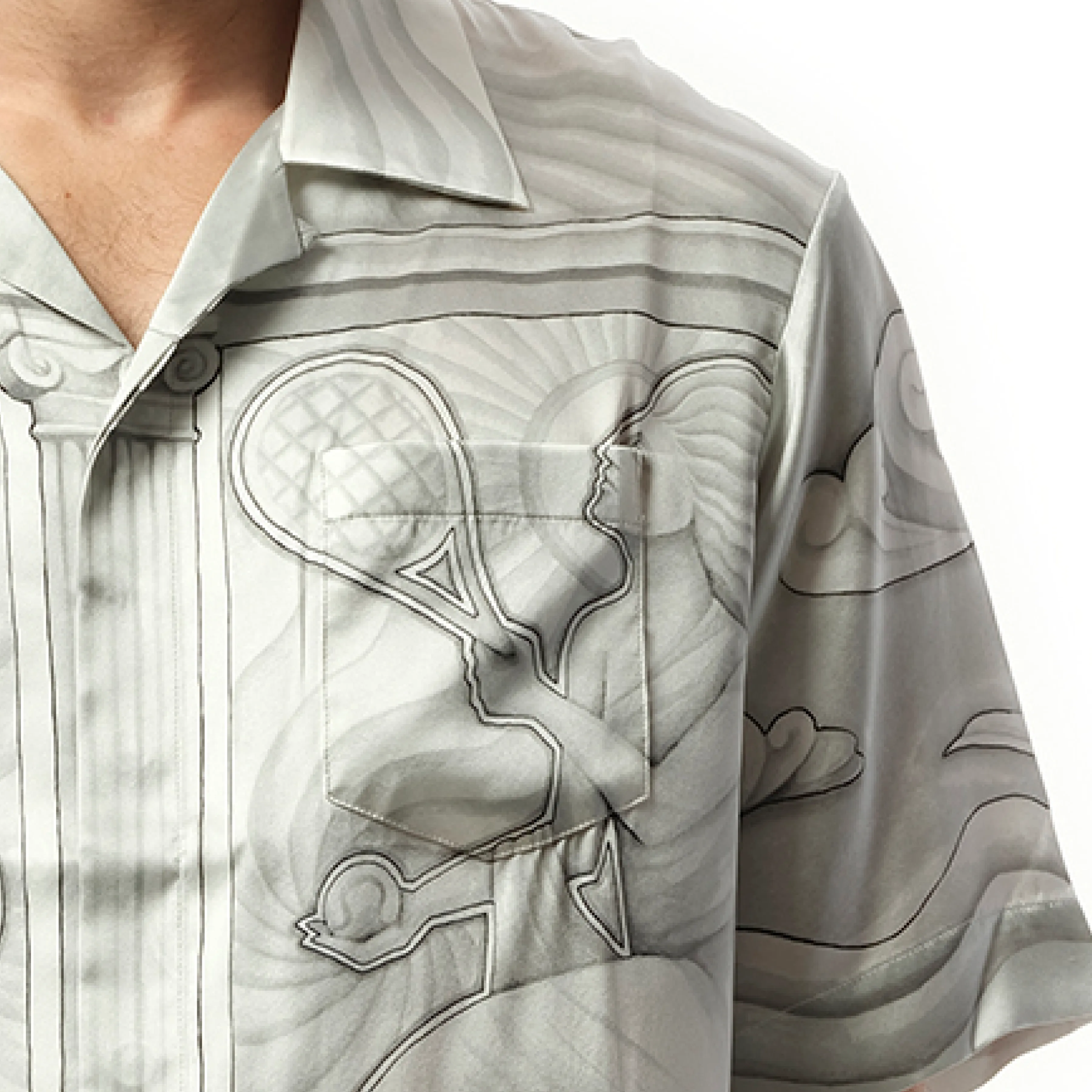 Sacred Stone Cuban Collar Shirt in Grey sold by MARAIS product image thumbnail 3