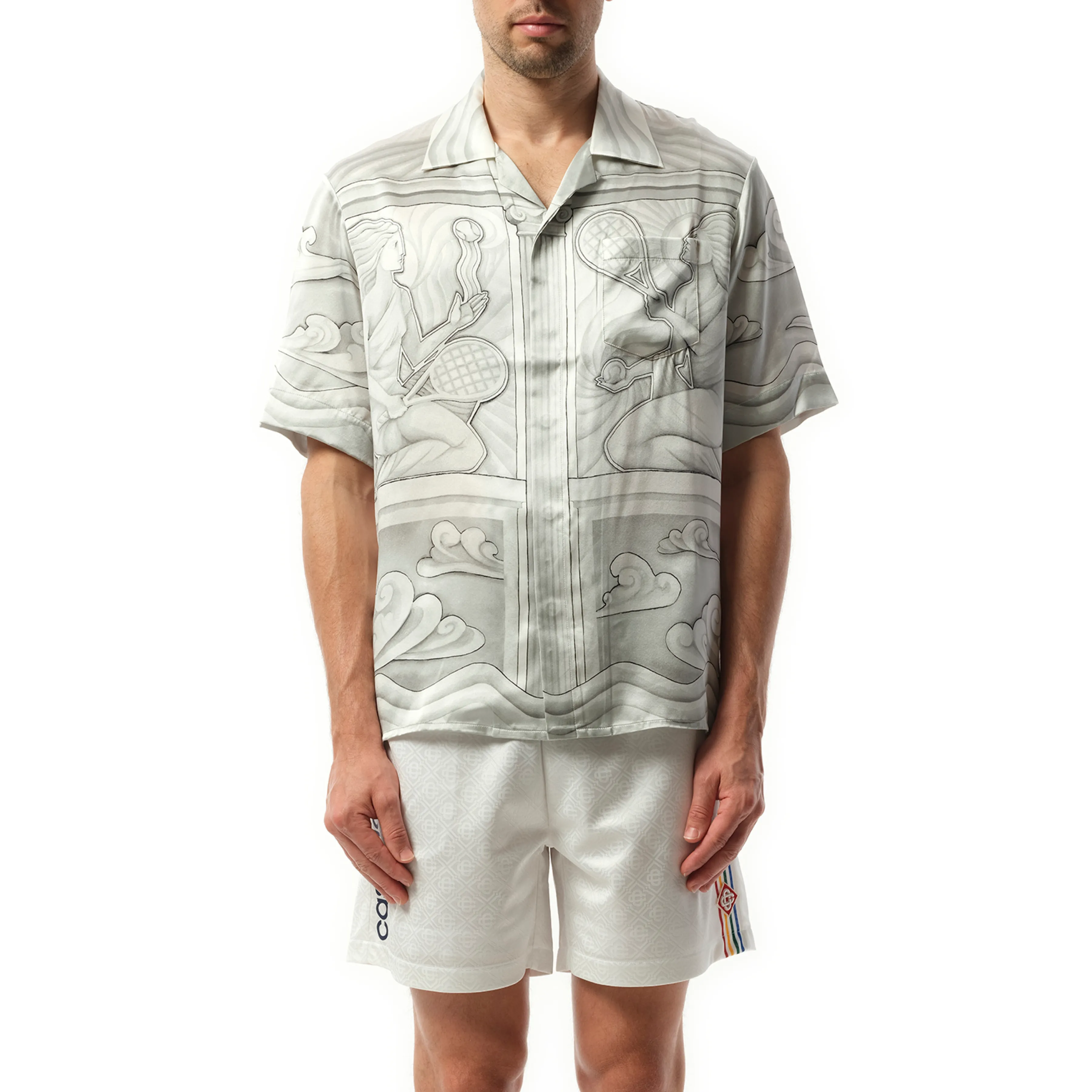 Sacred Stone Cuban Collar Shirt in Grey sold by MARAIS