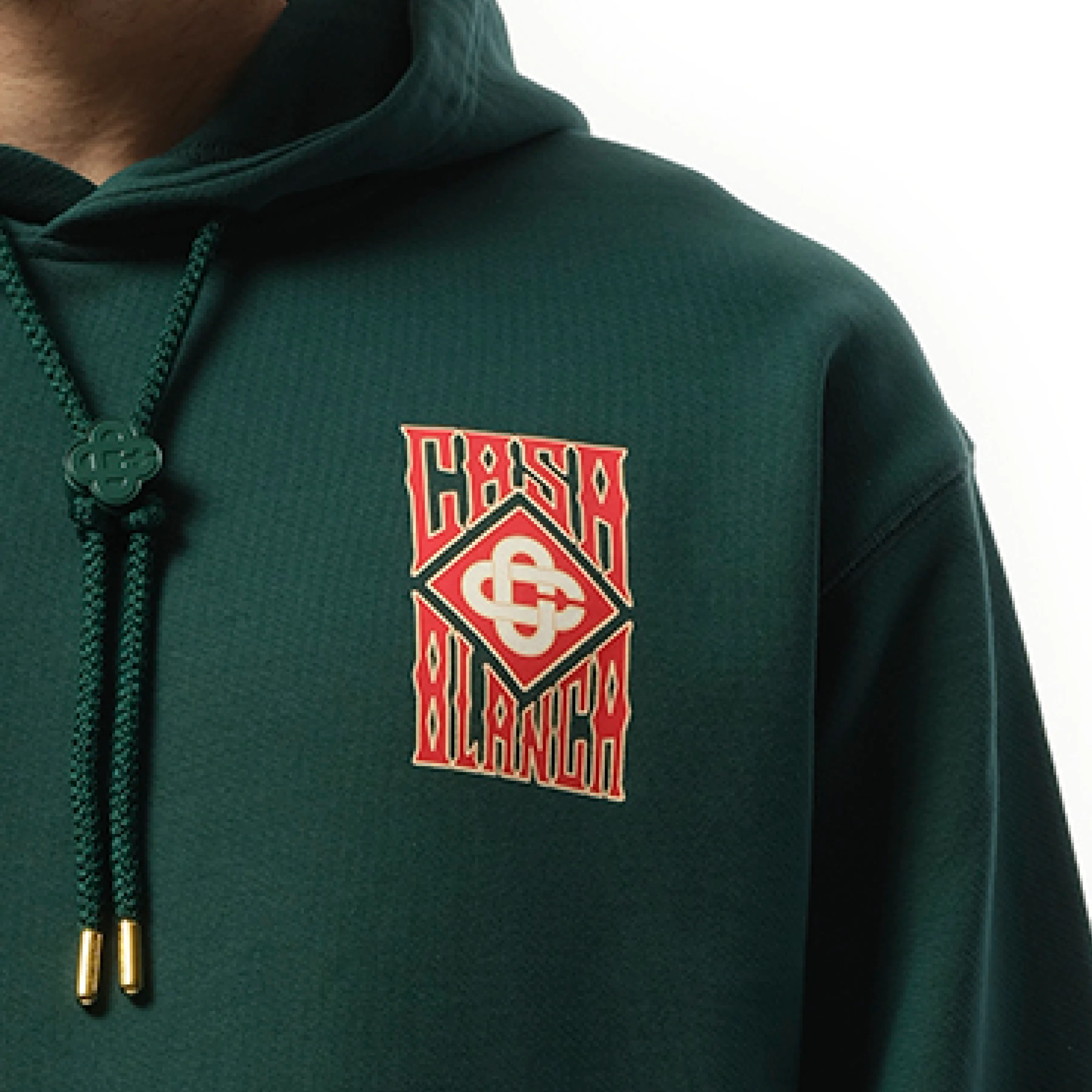 Gothic Stacked Logo Printed Hoodie in Green sold by MARAIS product image thumbnail 3