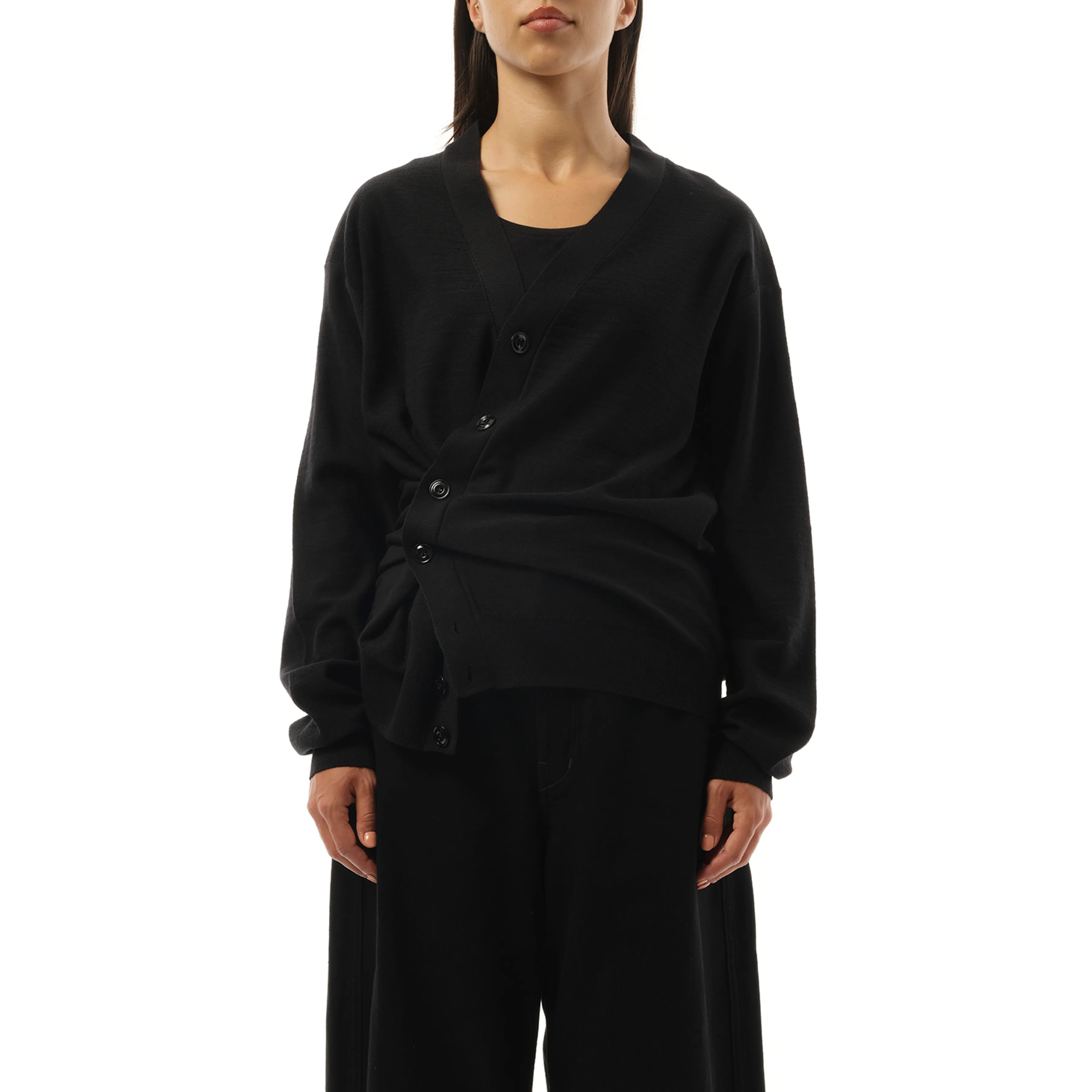 Relaxed Twisted Cardigan in Black sold by MARAIS