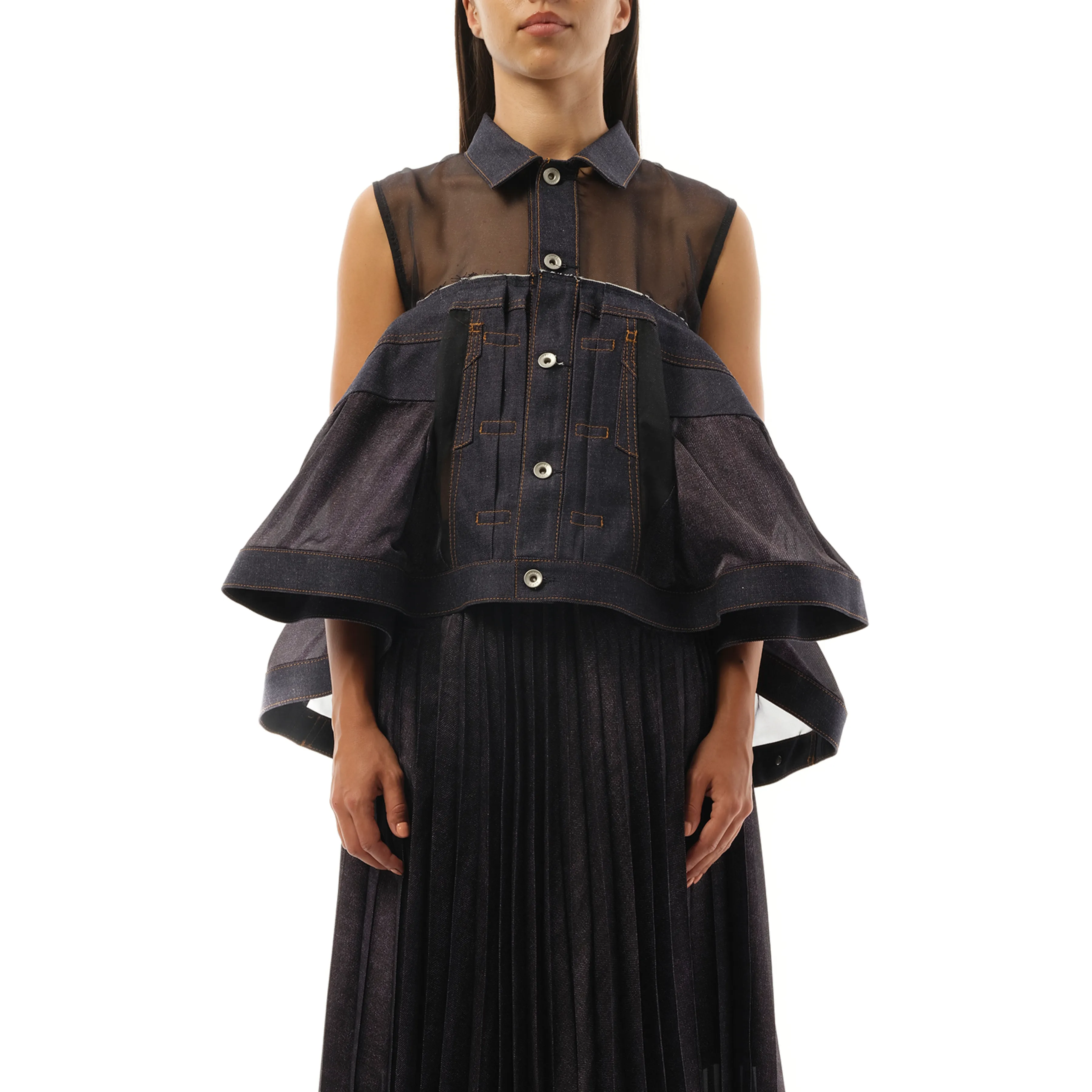 Denim Mix Shirt in Indigo sold by MARAIS