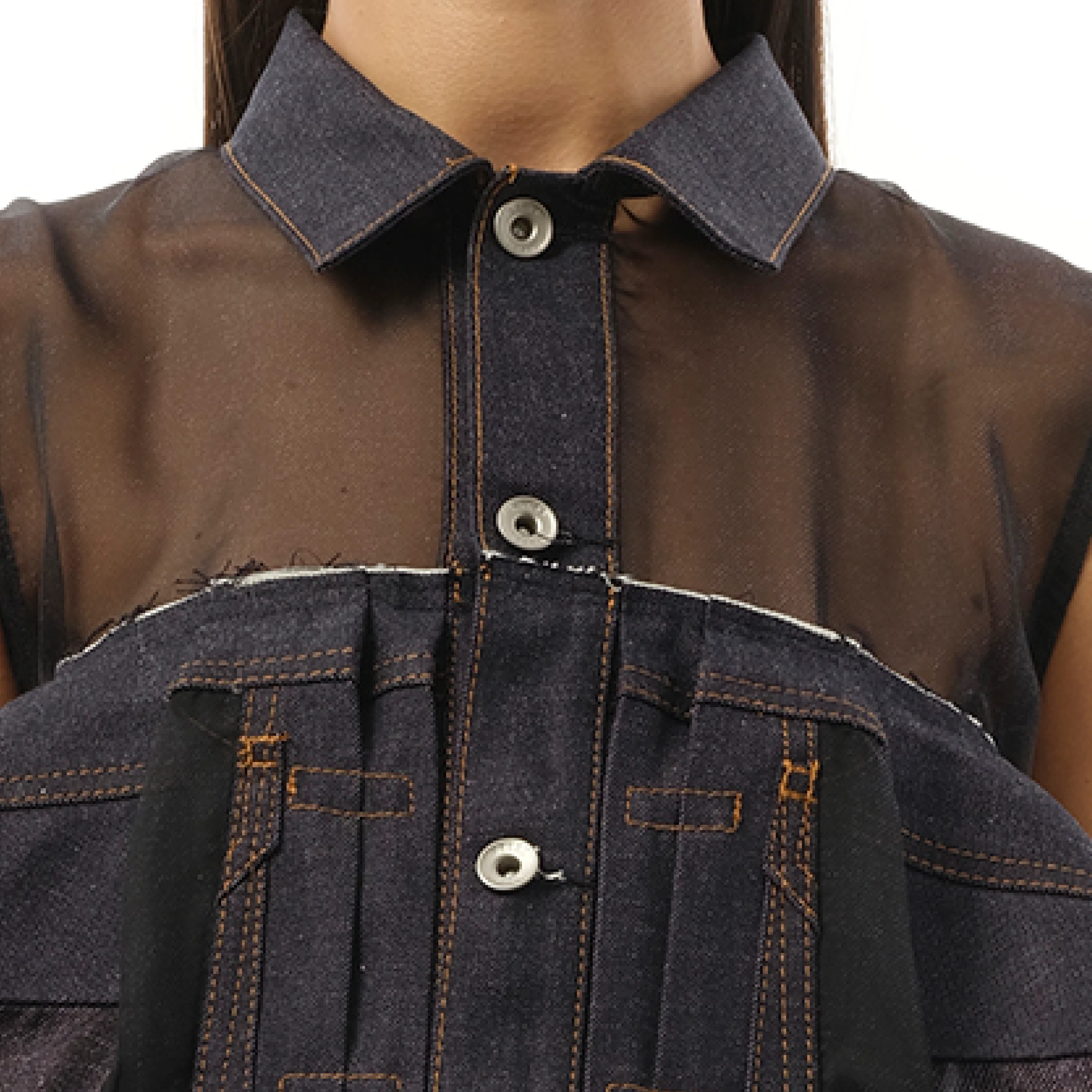Denim Mix Shirt in Indigo sold by MARAIS product image thumbnail 3