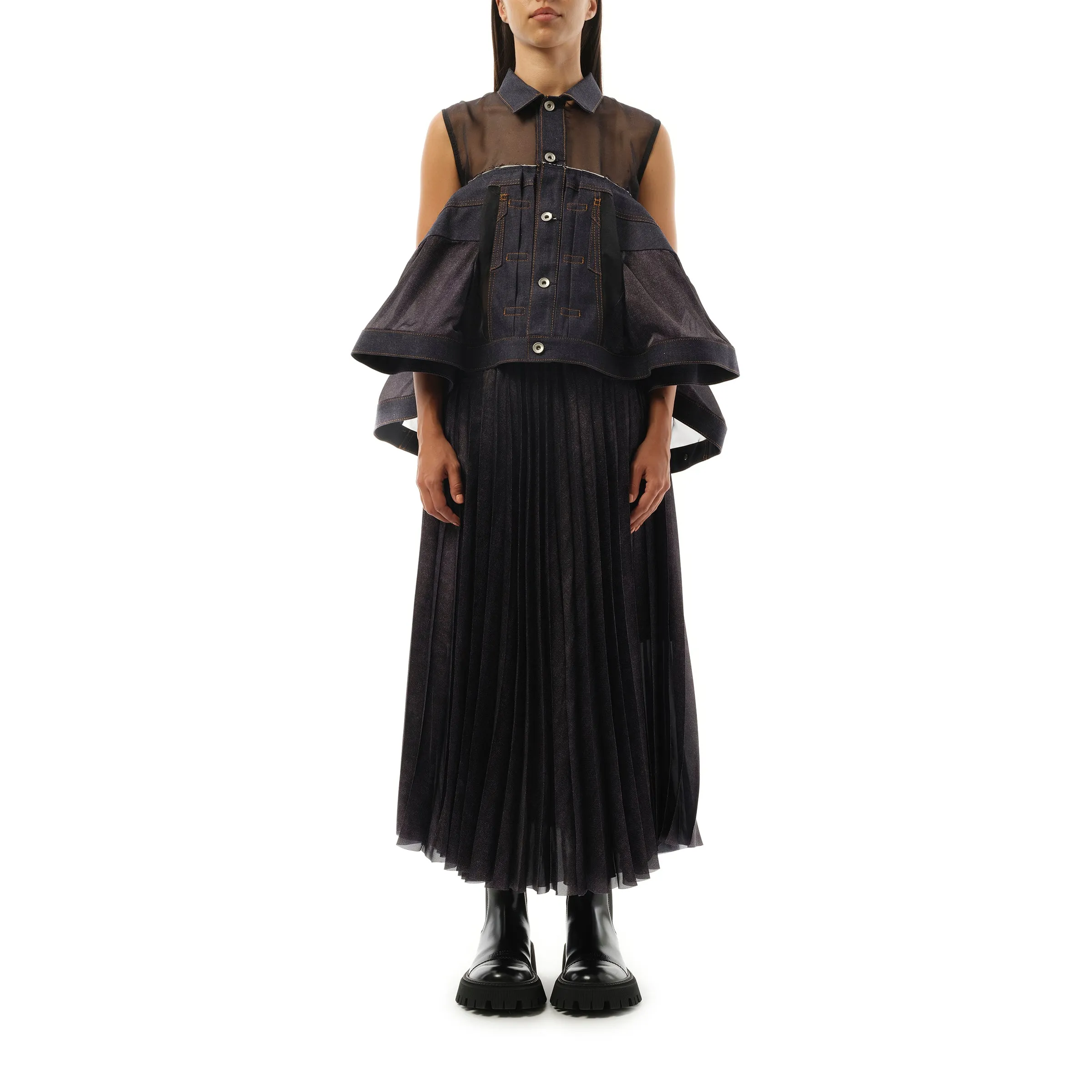 Denim Mix Shirt in Indigo sold by MARAIS product image thumbnail 4