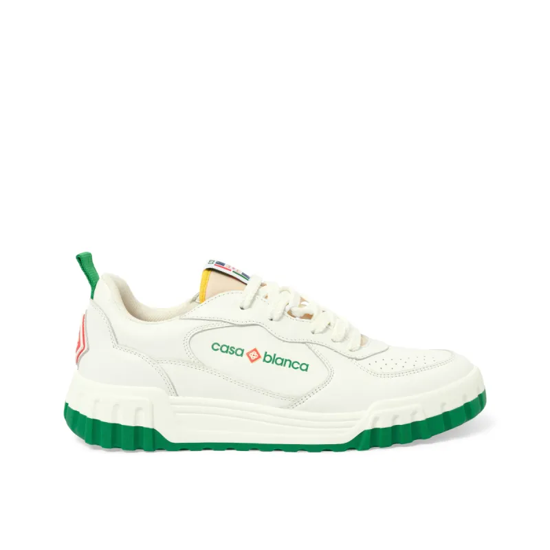 Court Sneaker in White/Green sold by MARAIS