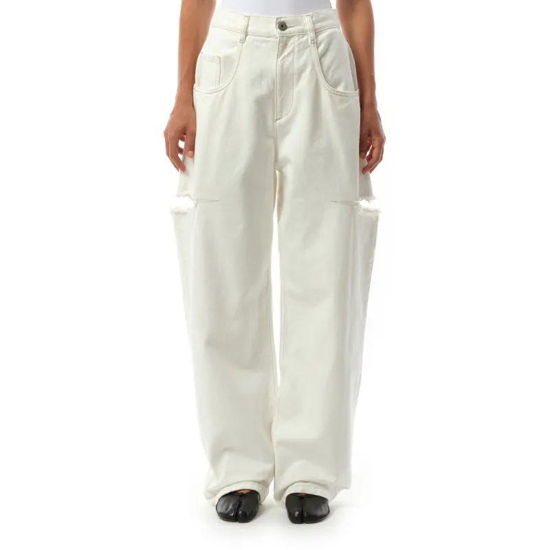 Slash Loose Fit Denim Jeans in Off White sold by MARAIS