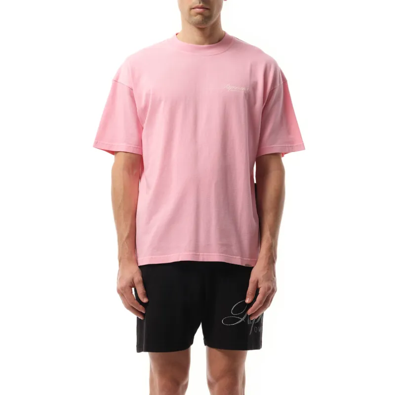 Represent Owners Club Script T-Shirt in Pink sold by MARAIS