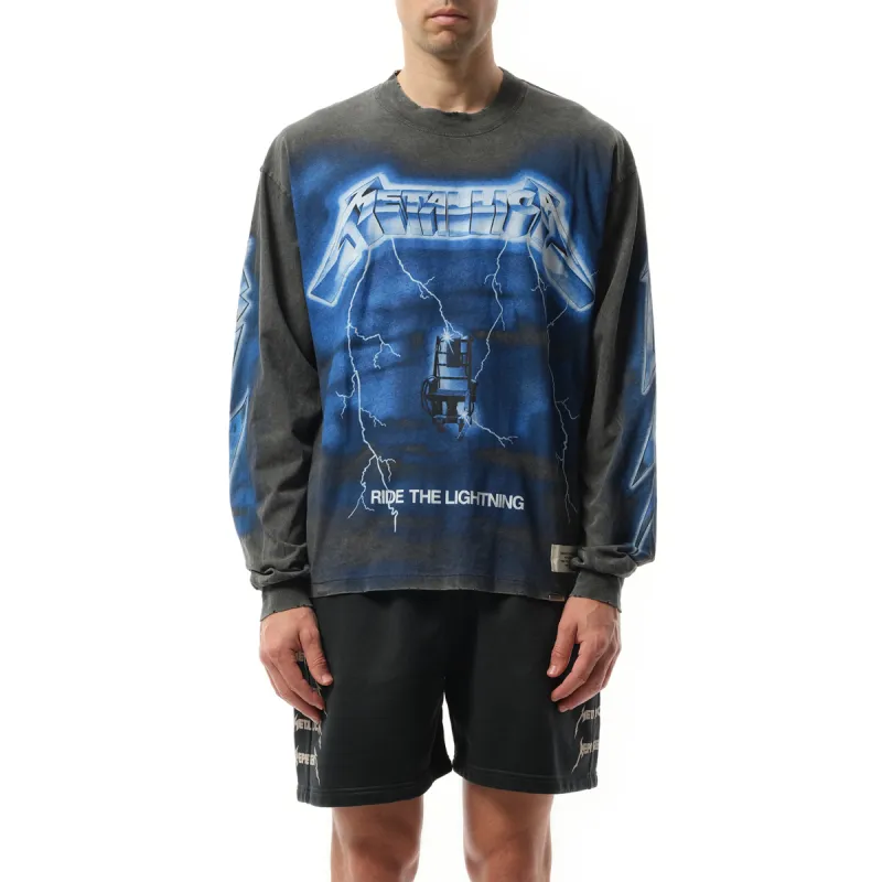 Metallica Ride The Lightning Long Sleeve T-Shirt in Vintage Grey made by Represent