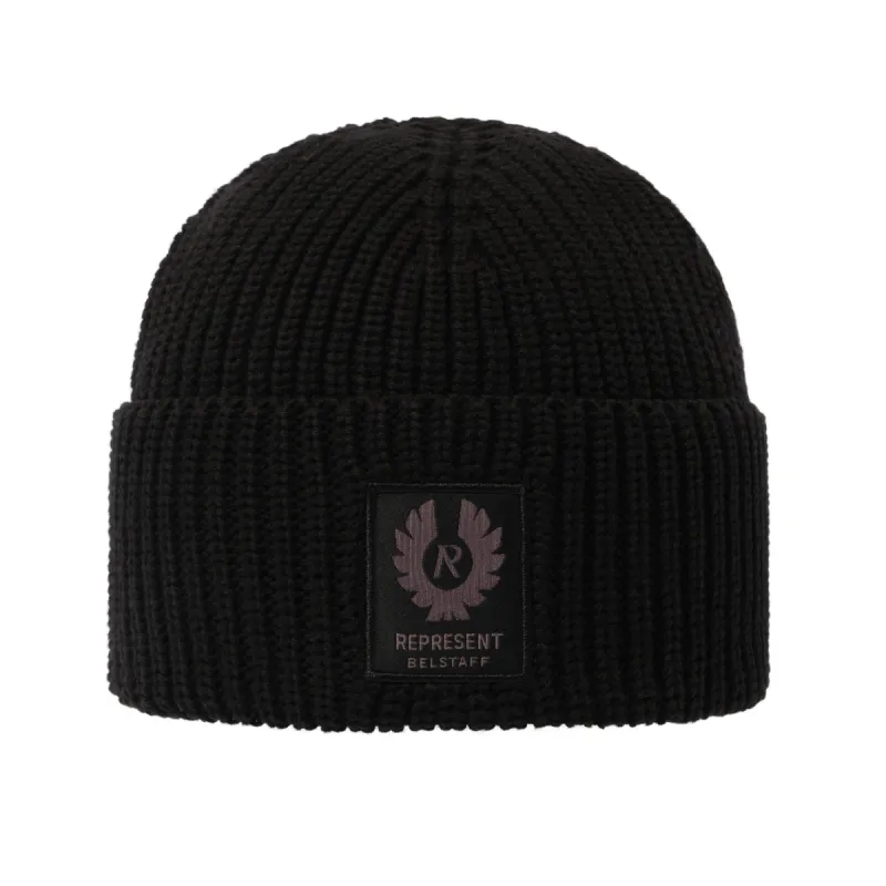 Represent X Belstaff Patch Beanie in Black sold by MARAIS