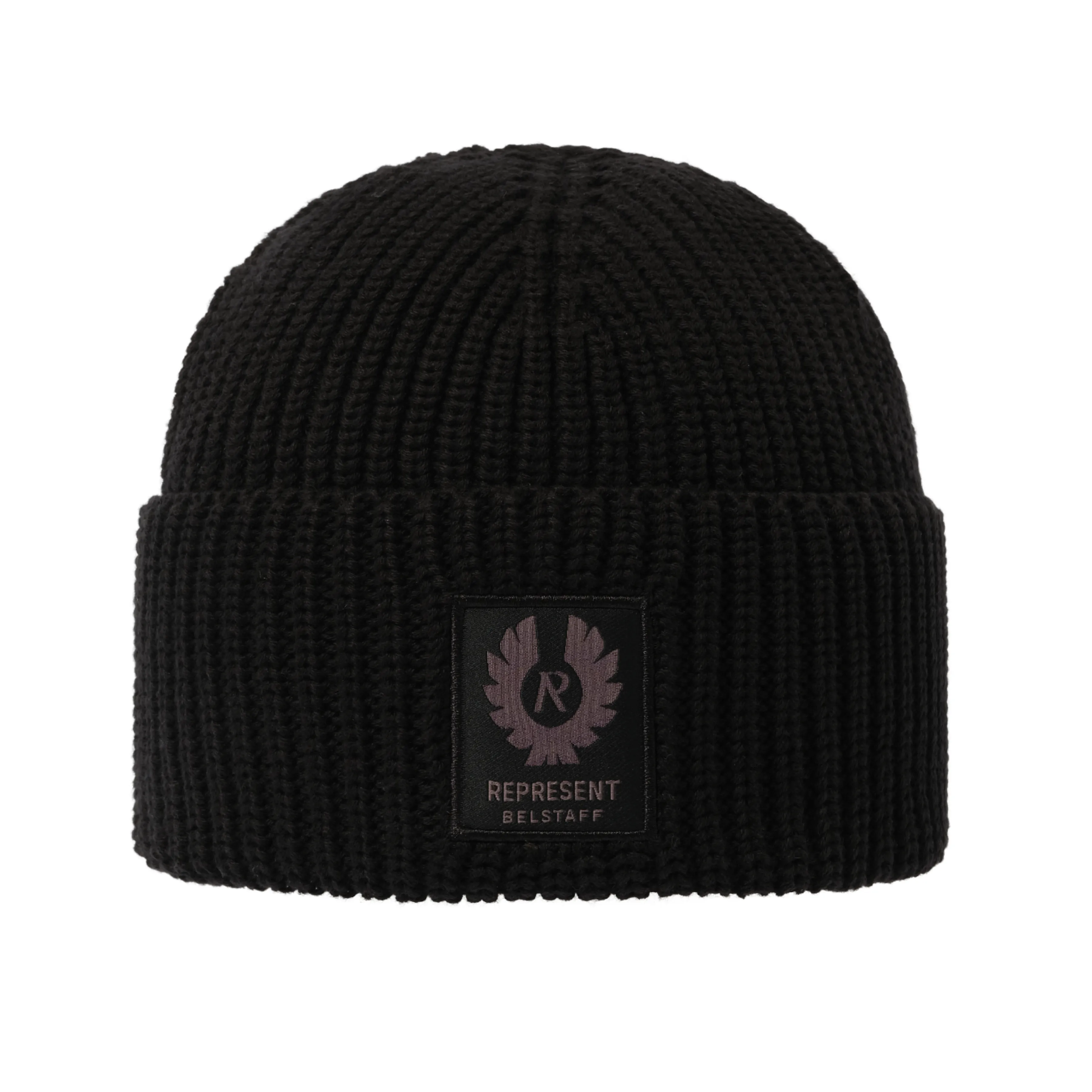 Represent X Belstaff Patch Beanie in Black sold by MARAIS