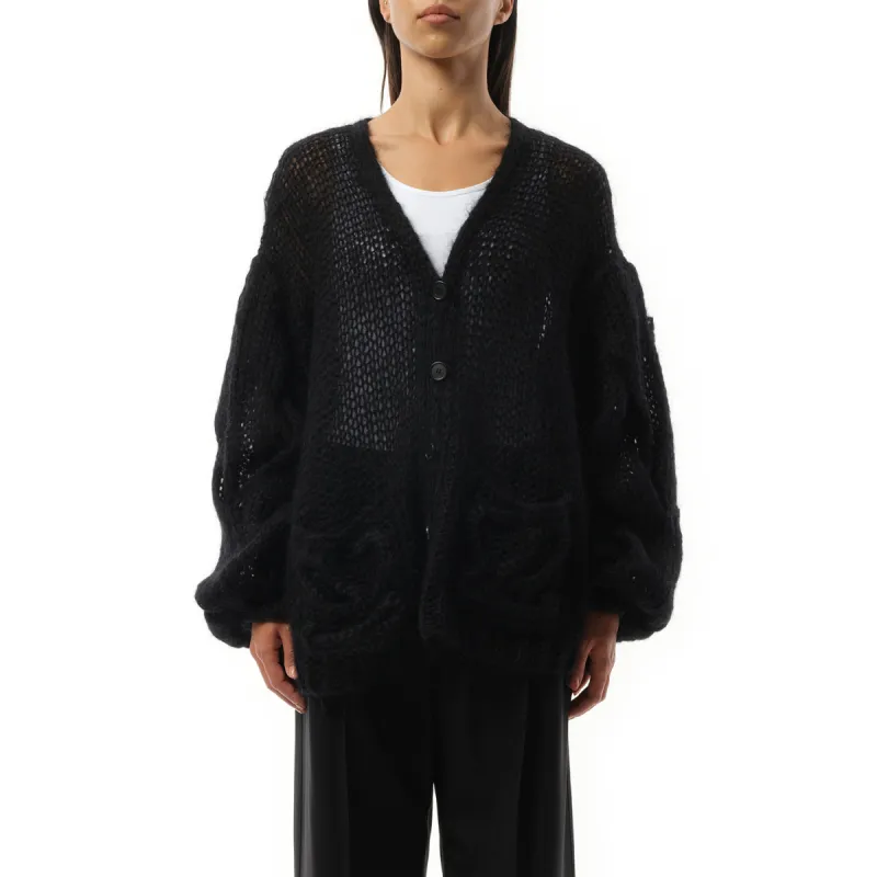 Relaxed Fit Anagram Cardigan in Black made by Loewe