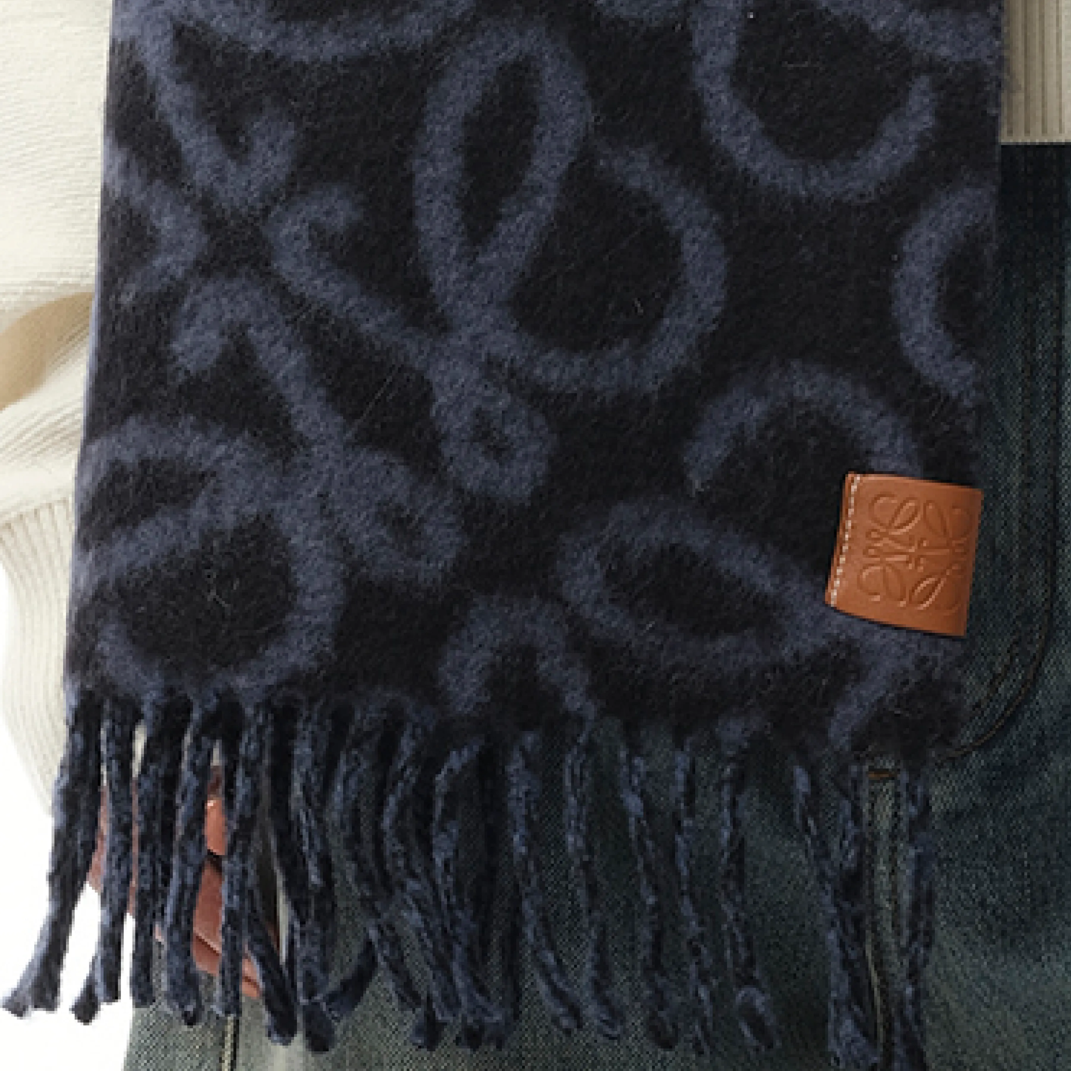 Textured Anagram Scarf in Navy Blue/Blue sold by MARAIS product image thumbnail 3