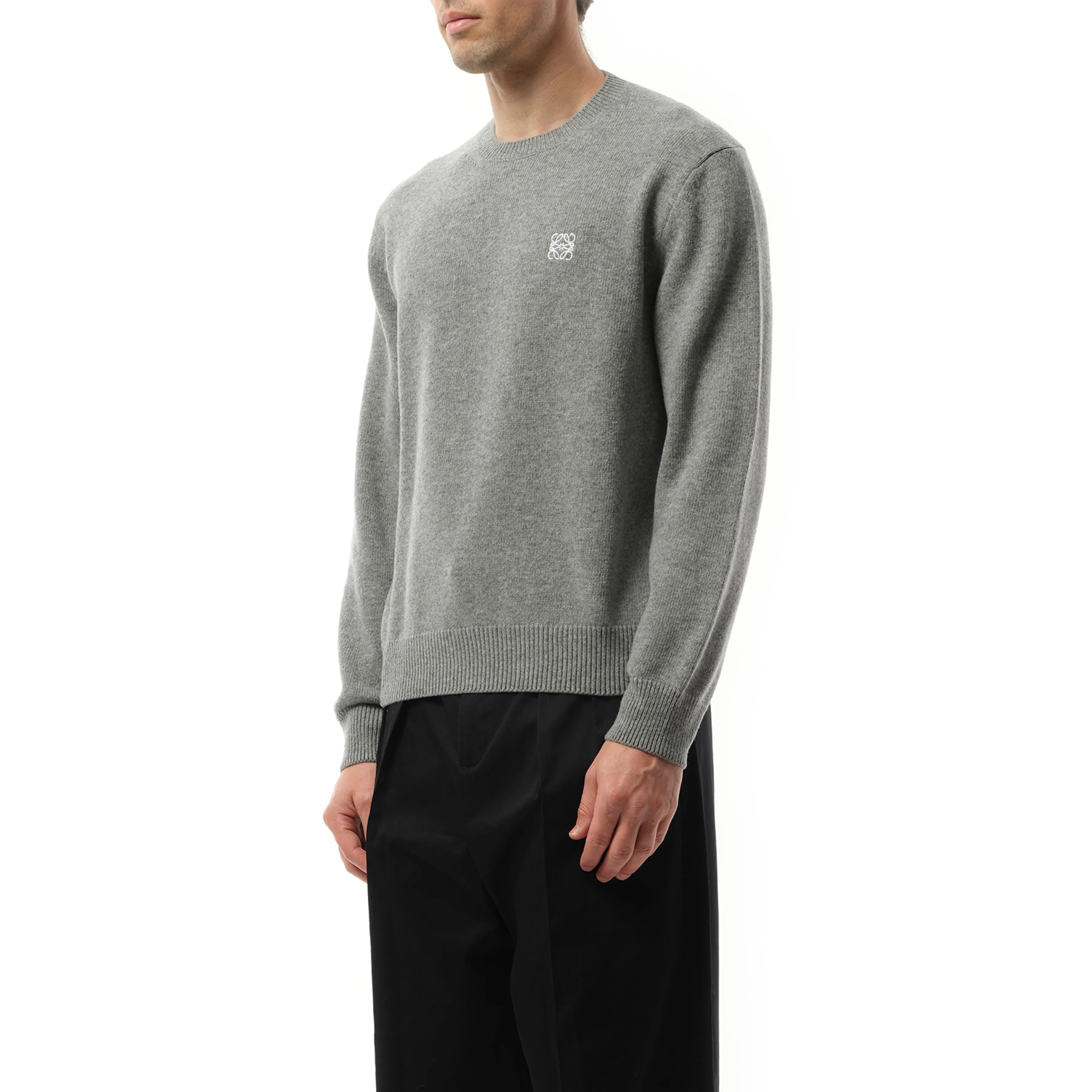 Anagram Embroidered Knit Sweater in Grey Melange sold by MARAIS product image thumbnail 5