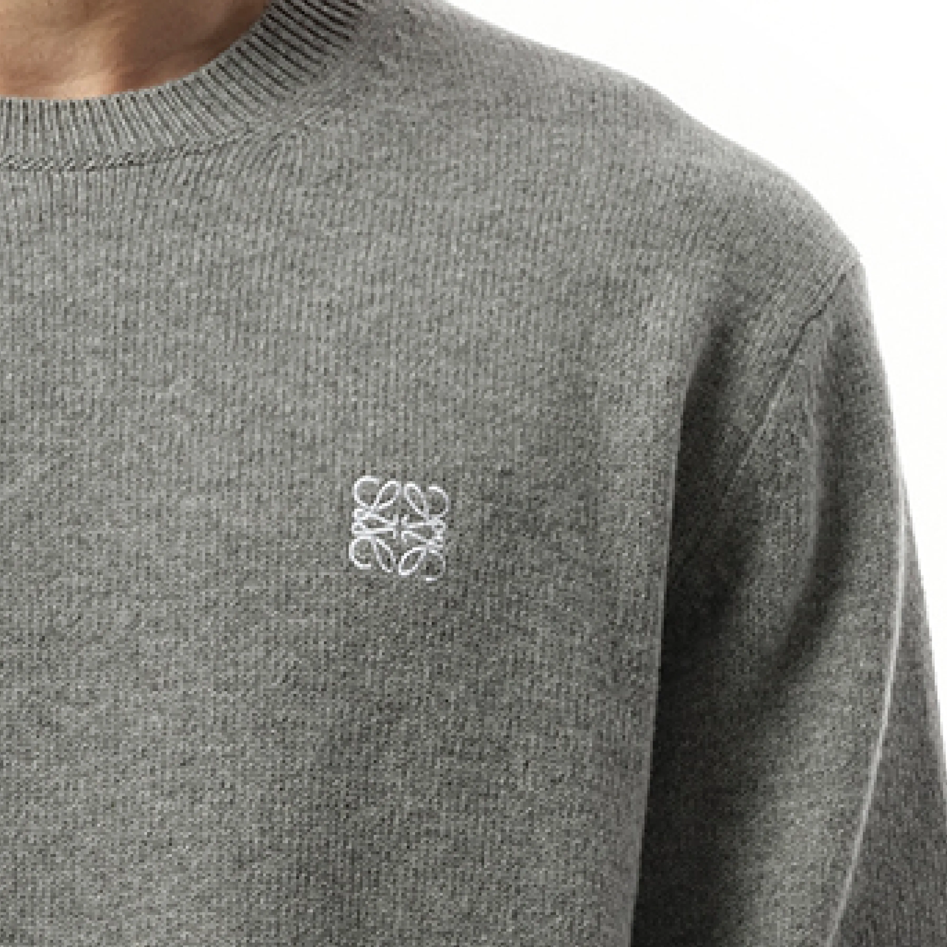 Anagram Embroidered Knit Sweater in Grey Melange sold by MARAIS product image thumbnail 3