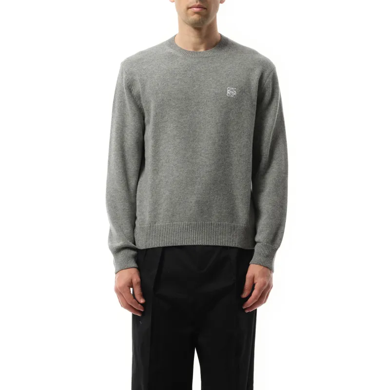 Anagram Embroidered Knit Sweater in Grey Melange made by Loewe