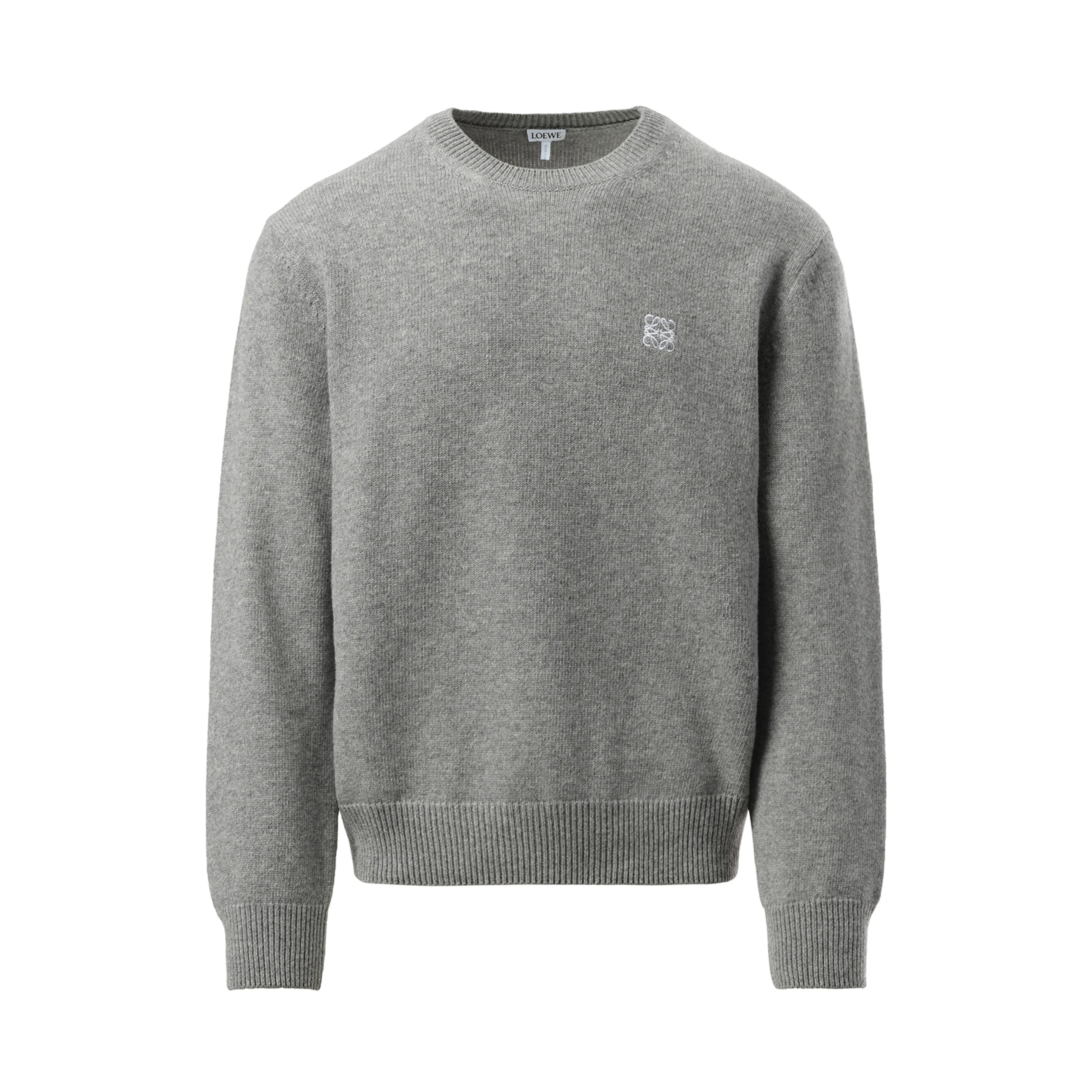 Anagram Embroidered Knit Sweater in Grey Melange sold by MARAIS product image thumbnail 2