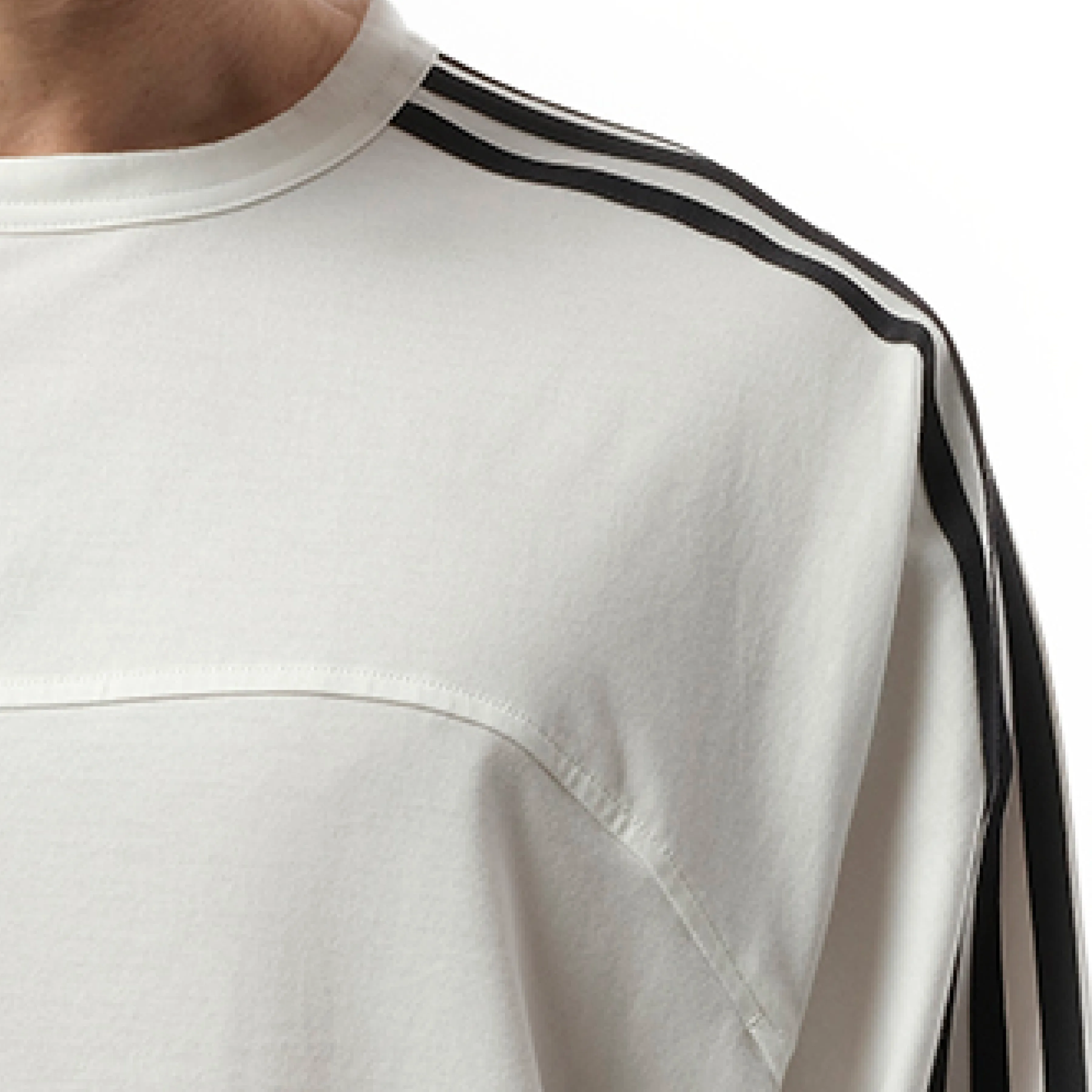 3 Stripe Long Sleeve T-Shirt in White sold by MARAIS product image thumbnail 3