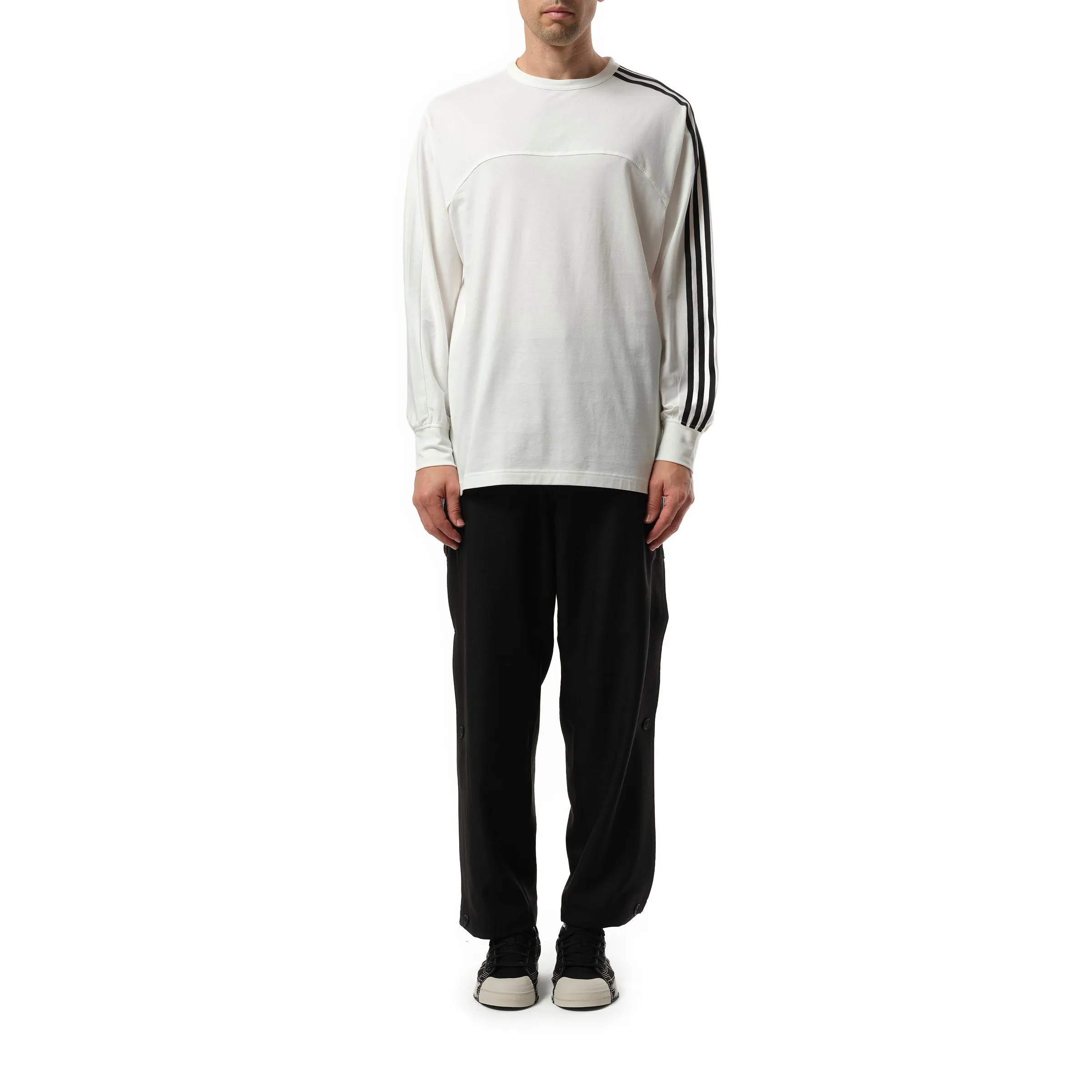 3 Stripe Long Sleeve T-Shirt in White sold by MARAIS product image thumbnail 4